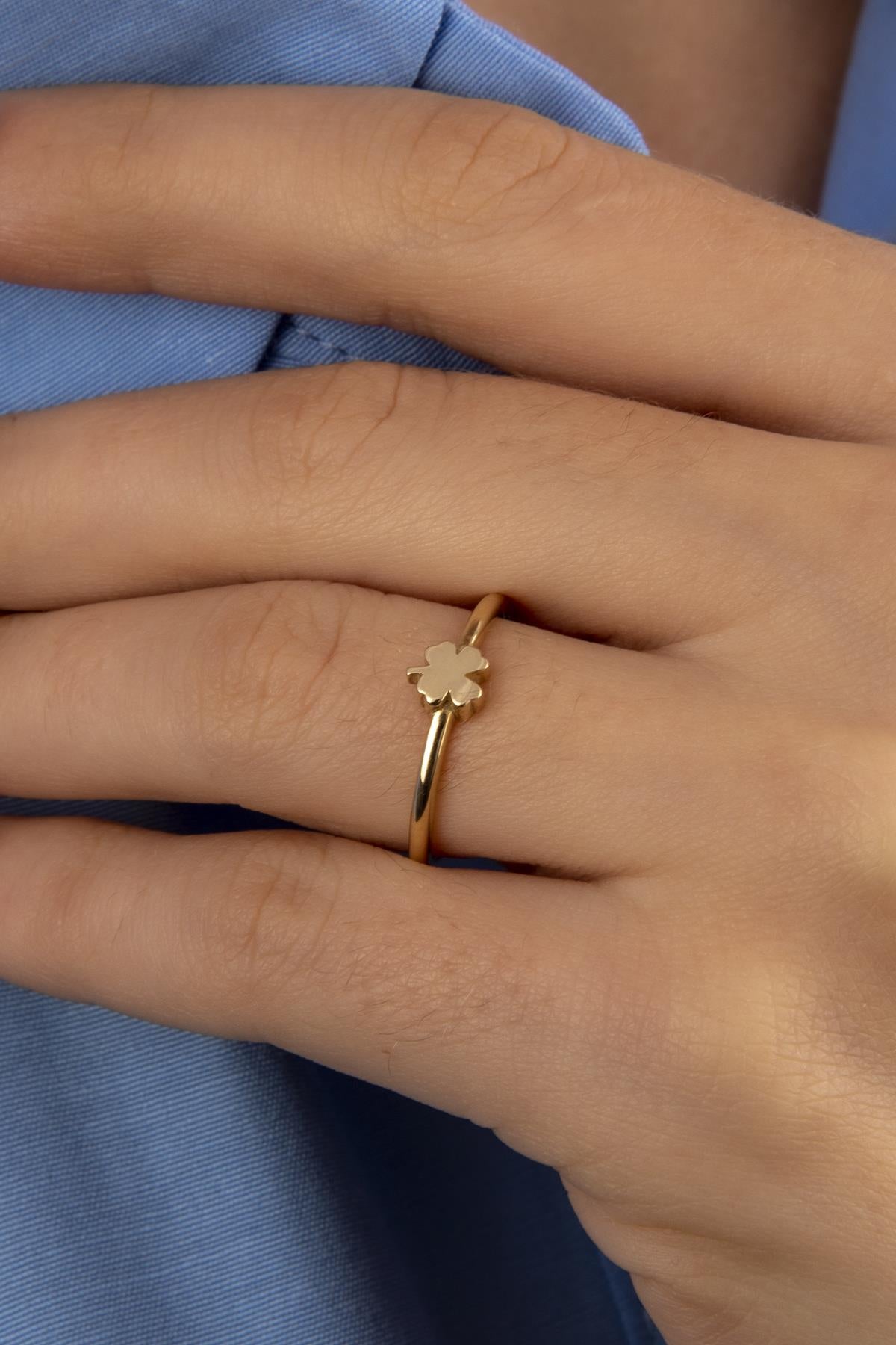14K Gold 4 Leaf Clover Ring