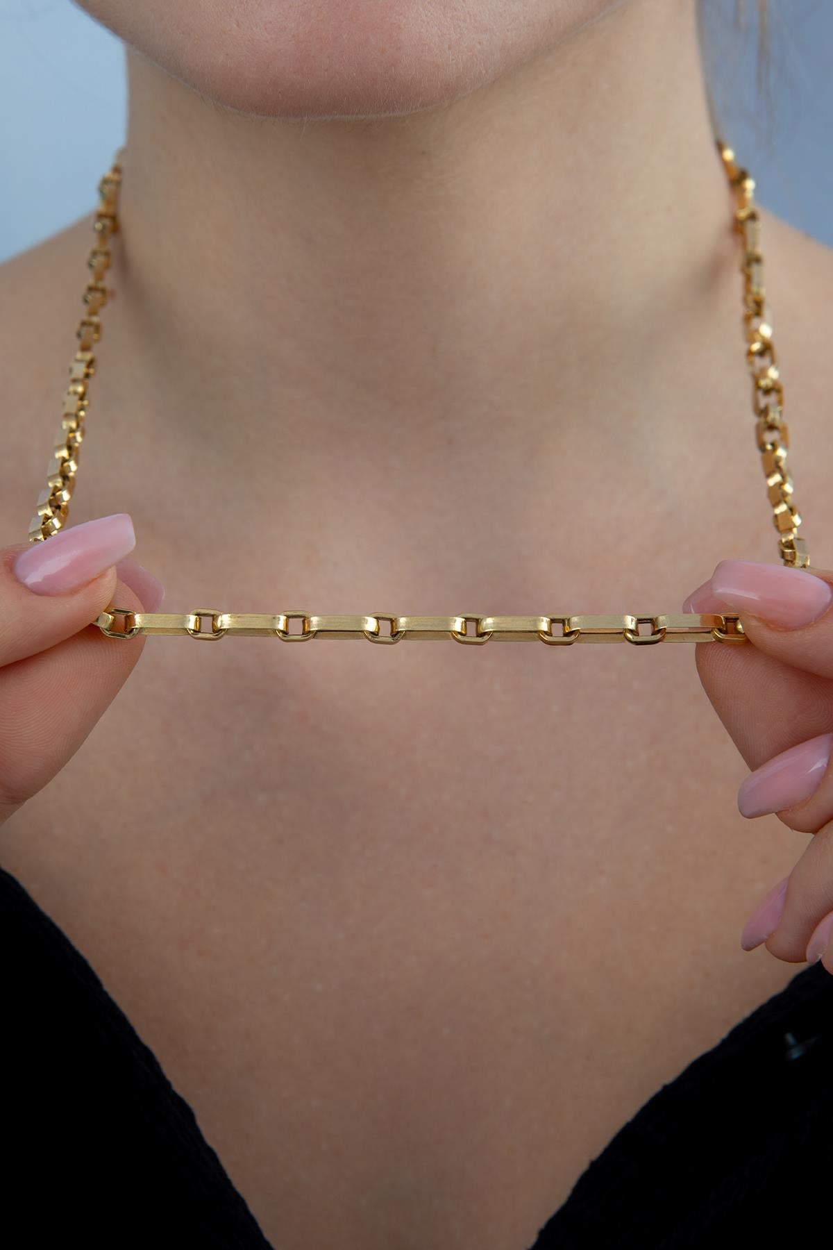 14K Gold Alternating Rectangle Paperclip Chain 0.196 inch