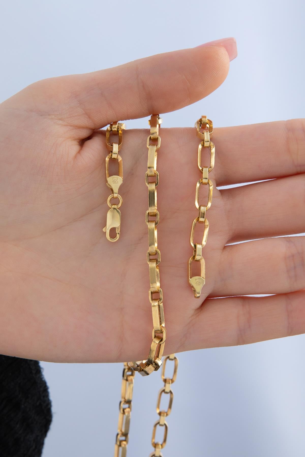 14K Gold Alternating Rectangle Paperclip Chain 0.196 inch
