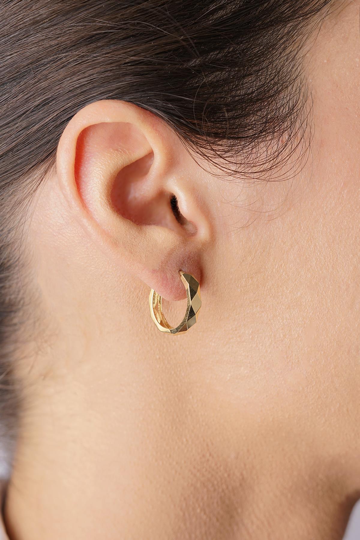 14K Gold Asymmetric Hoop Earrings