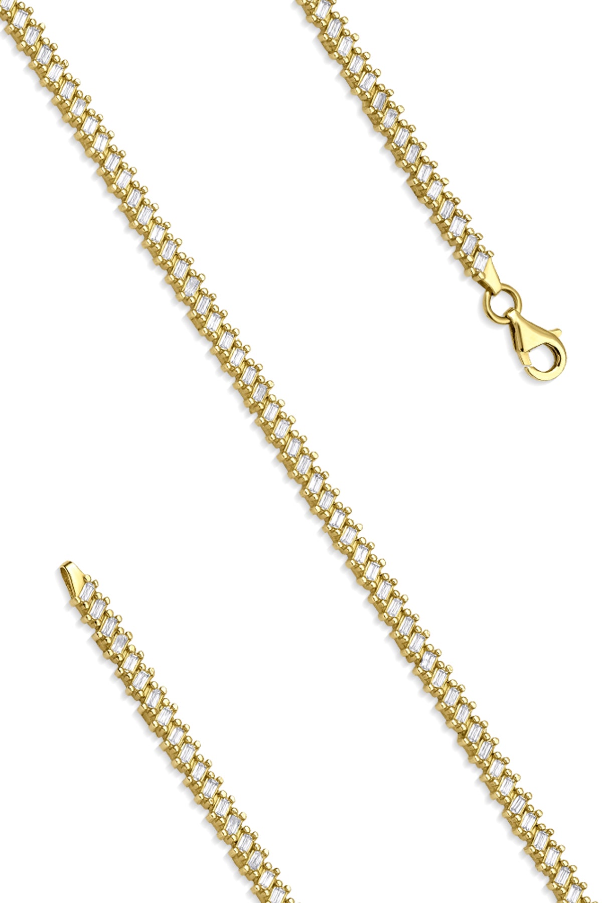 14K Gold Baguette Detail Tennis Bracelet
