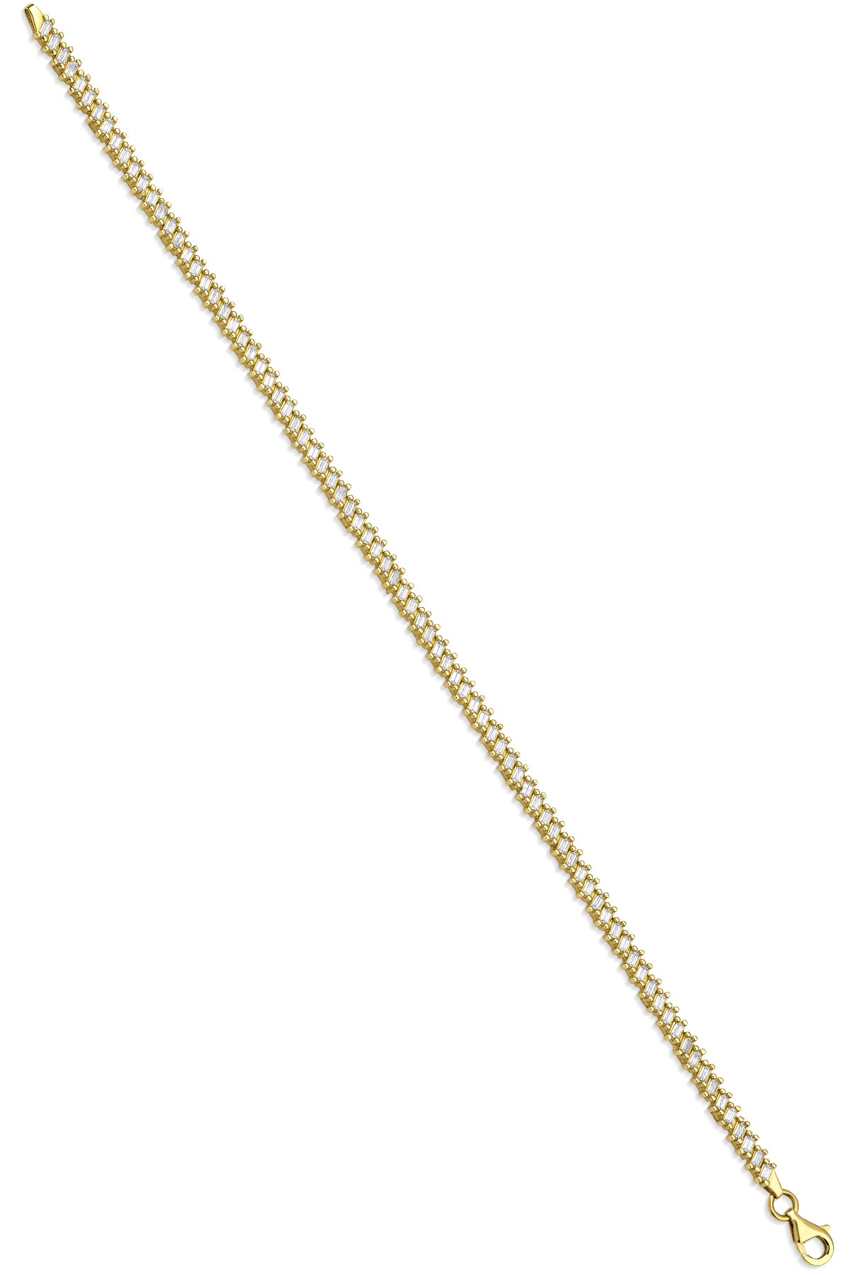 14K Gold Baguette Detail Tennis Bracelet