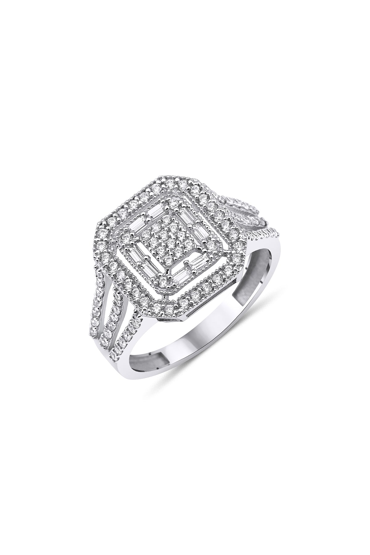 14K Gold Baguette Square Row Ring 2