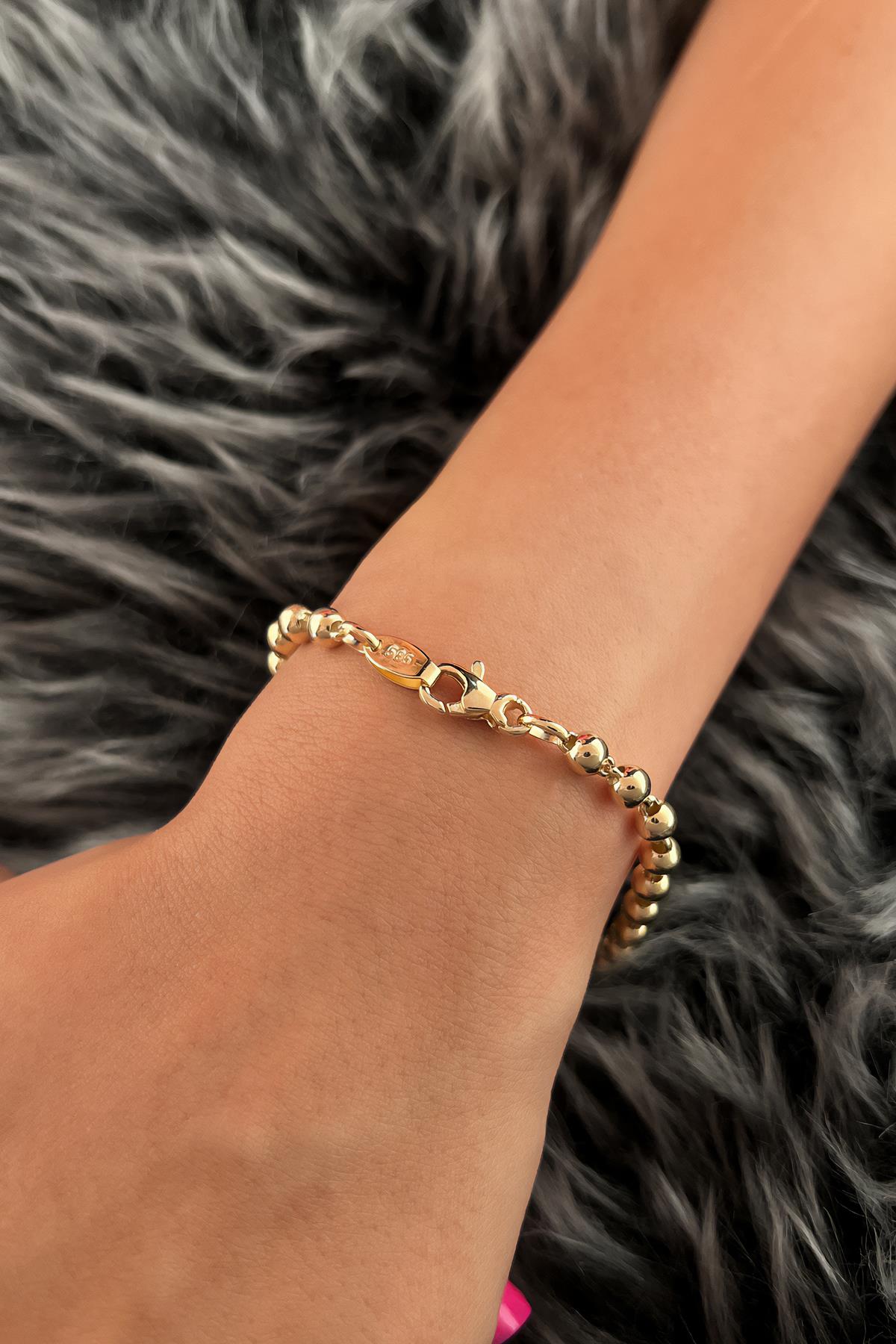 14K Gold Ball Beaded Bracelet