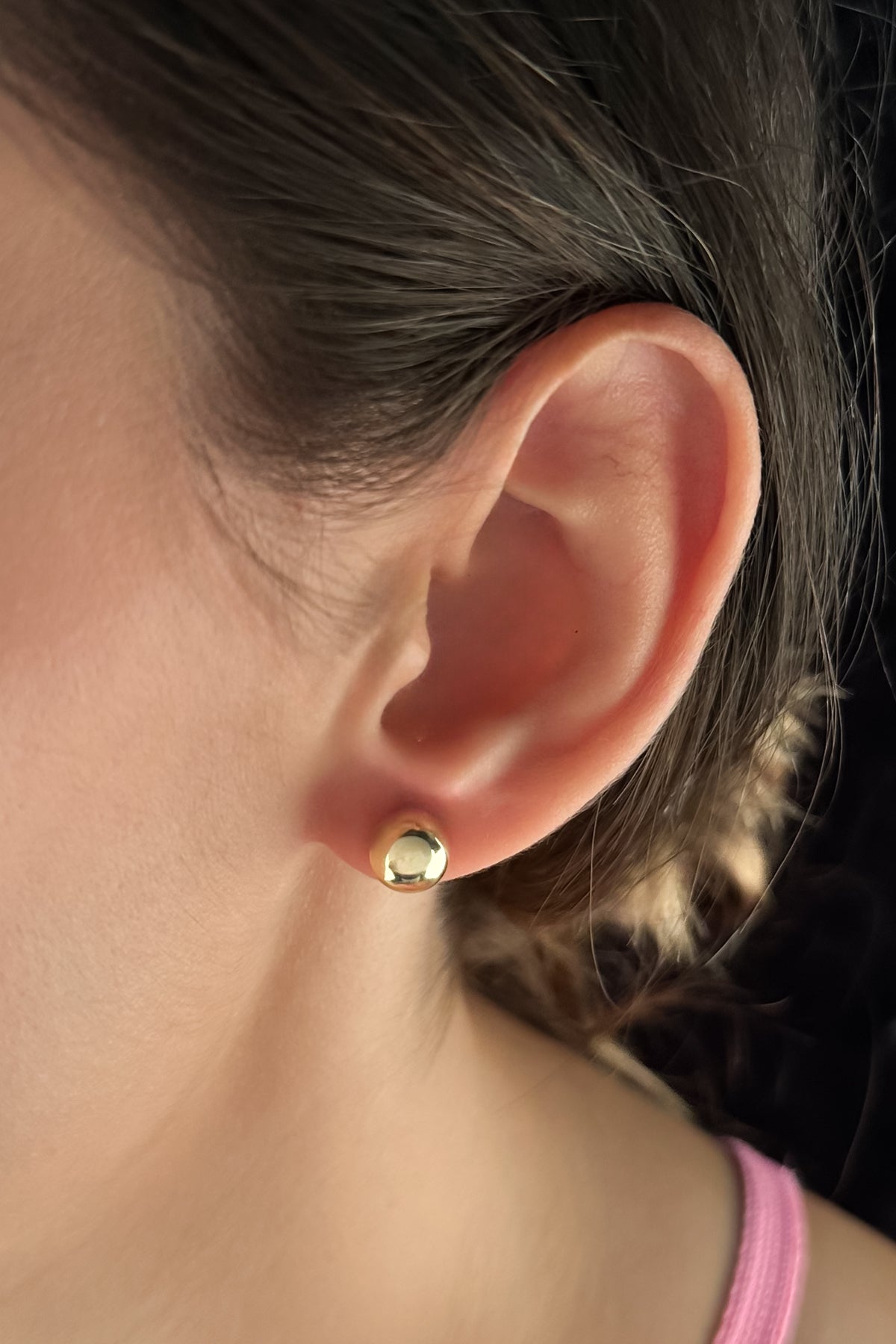14K Gold Ball Stud Earrings 0.314 inch