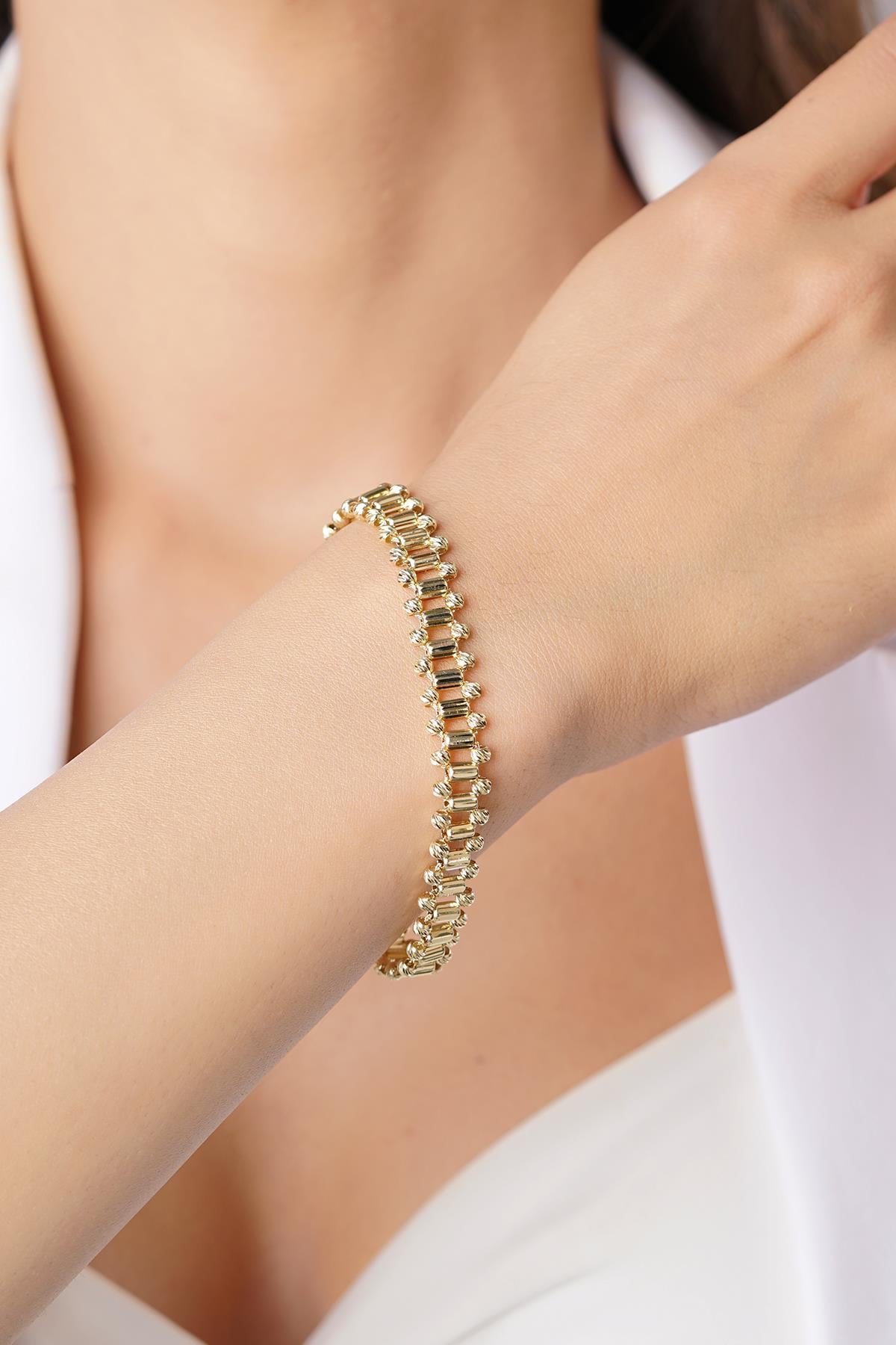 14K Gold Beaded Roller Bracelet