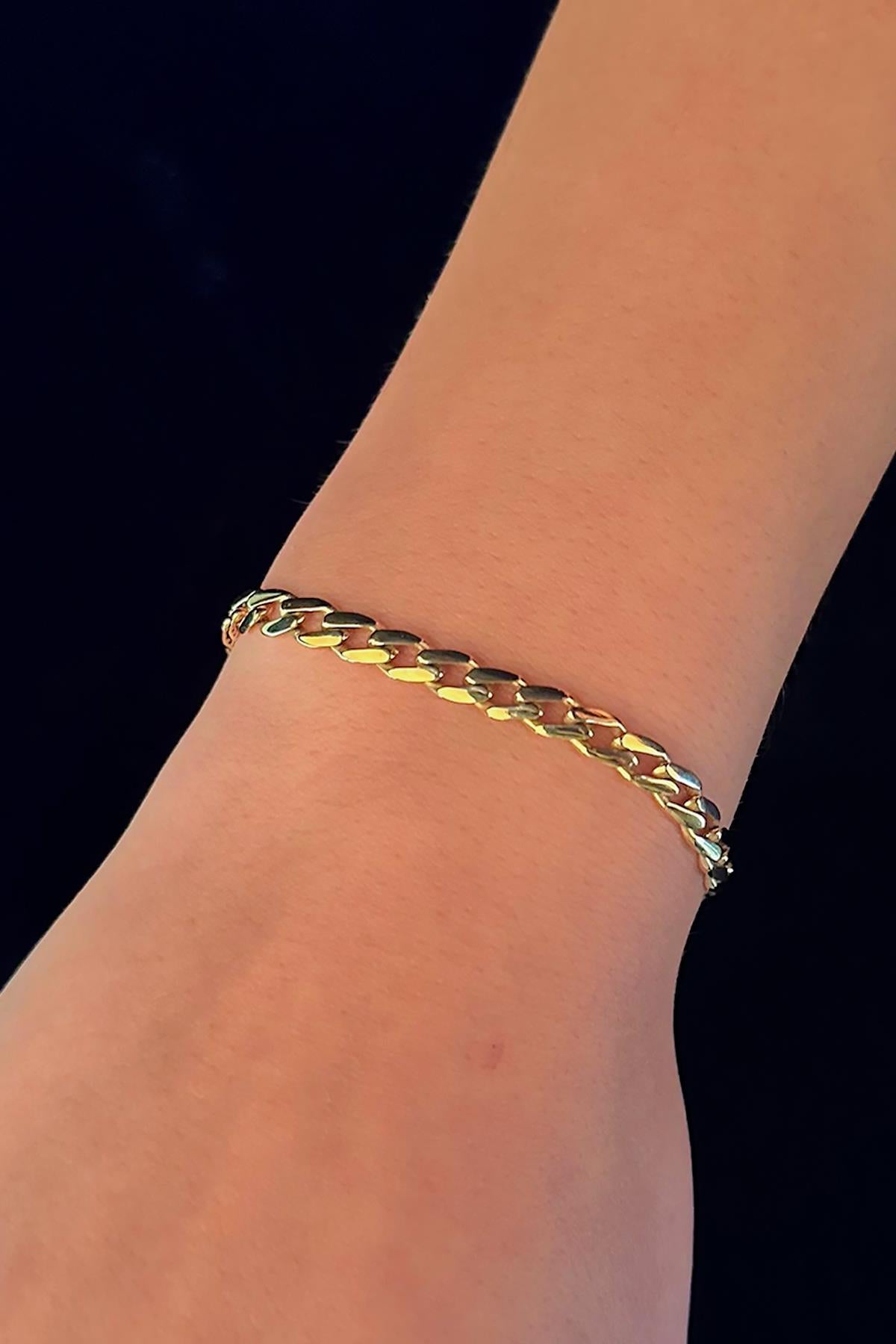 14K Gold Bevelled Cuban Bracelet