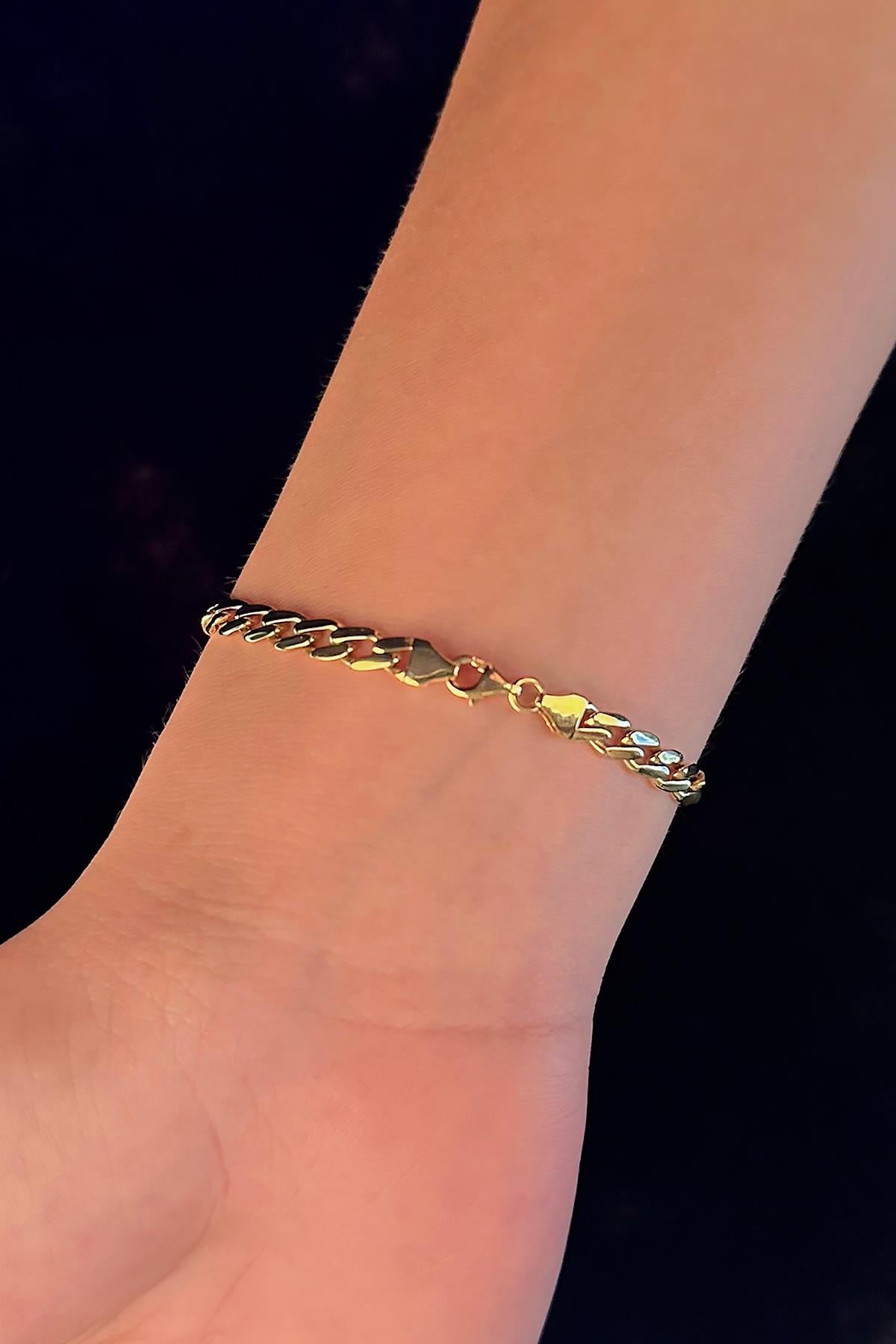 14K Gold Bevelled Cuban Bracelet