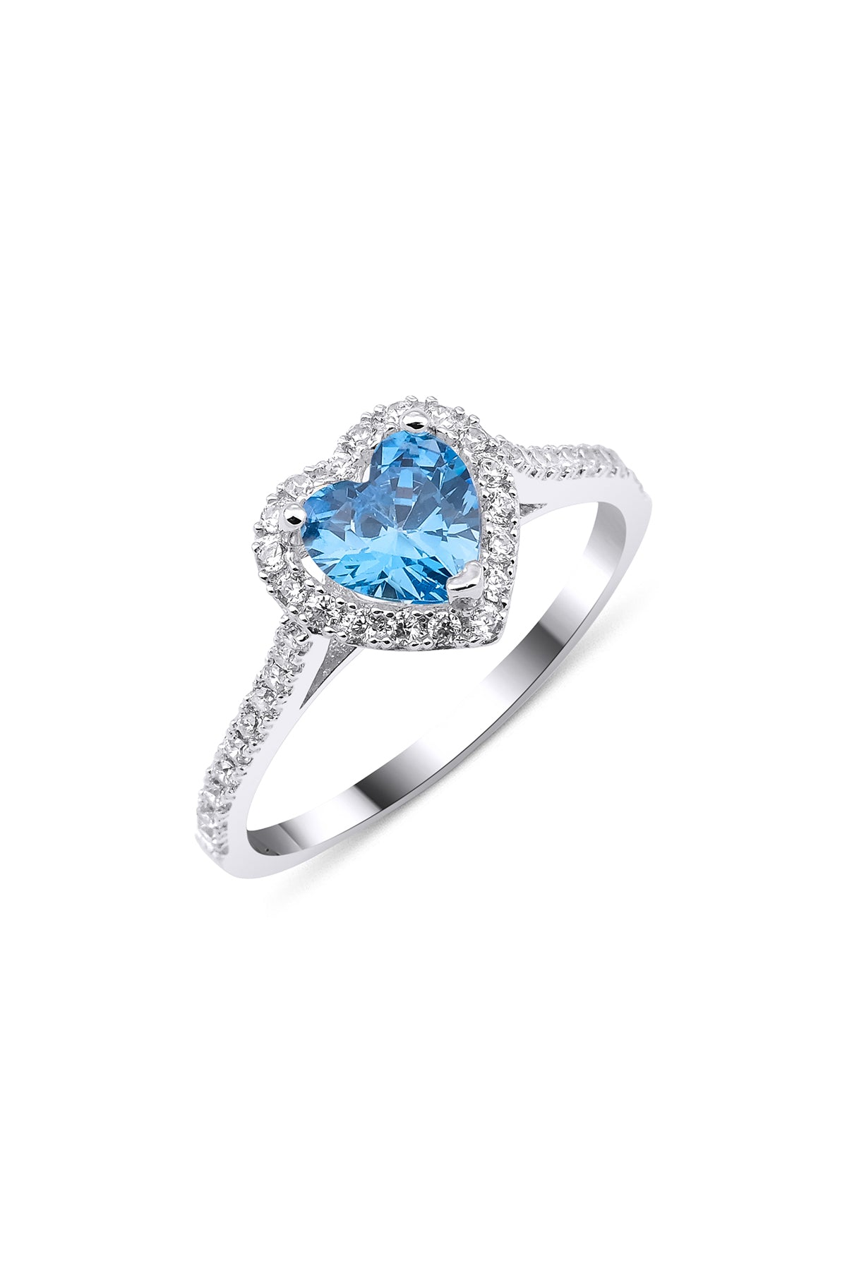 14K Gold Blue Heart Shaped Stone Aquamarine Ring