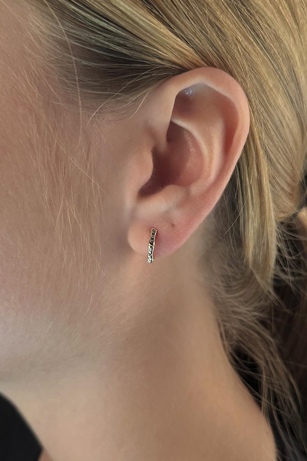 14K Gold Bone Huggie Earrings