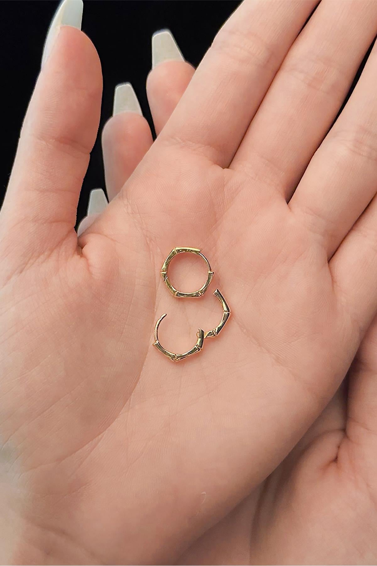 14K Gold Bone Huggie Earrings