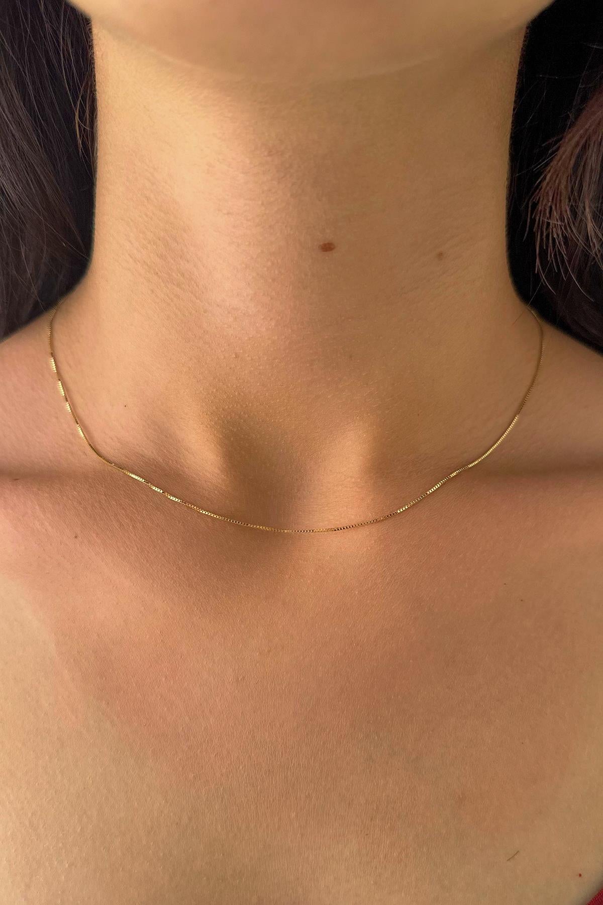 14K Gold Box Chain  0.027 inch