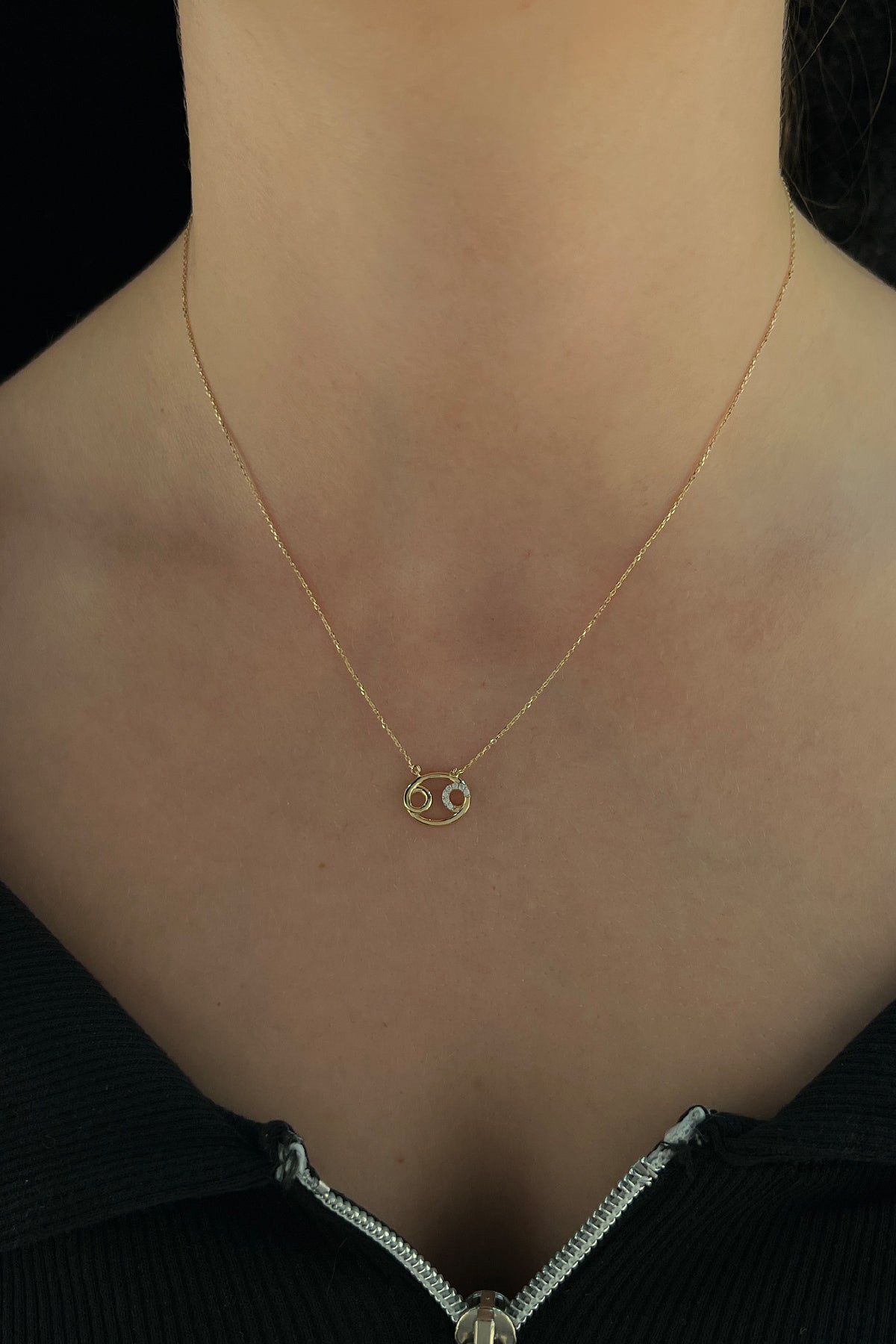 14K Gold Cancer Zodiac Sign Necklace