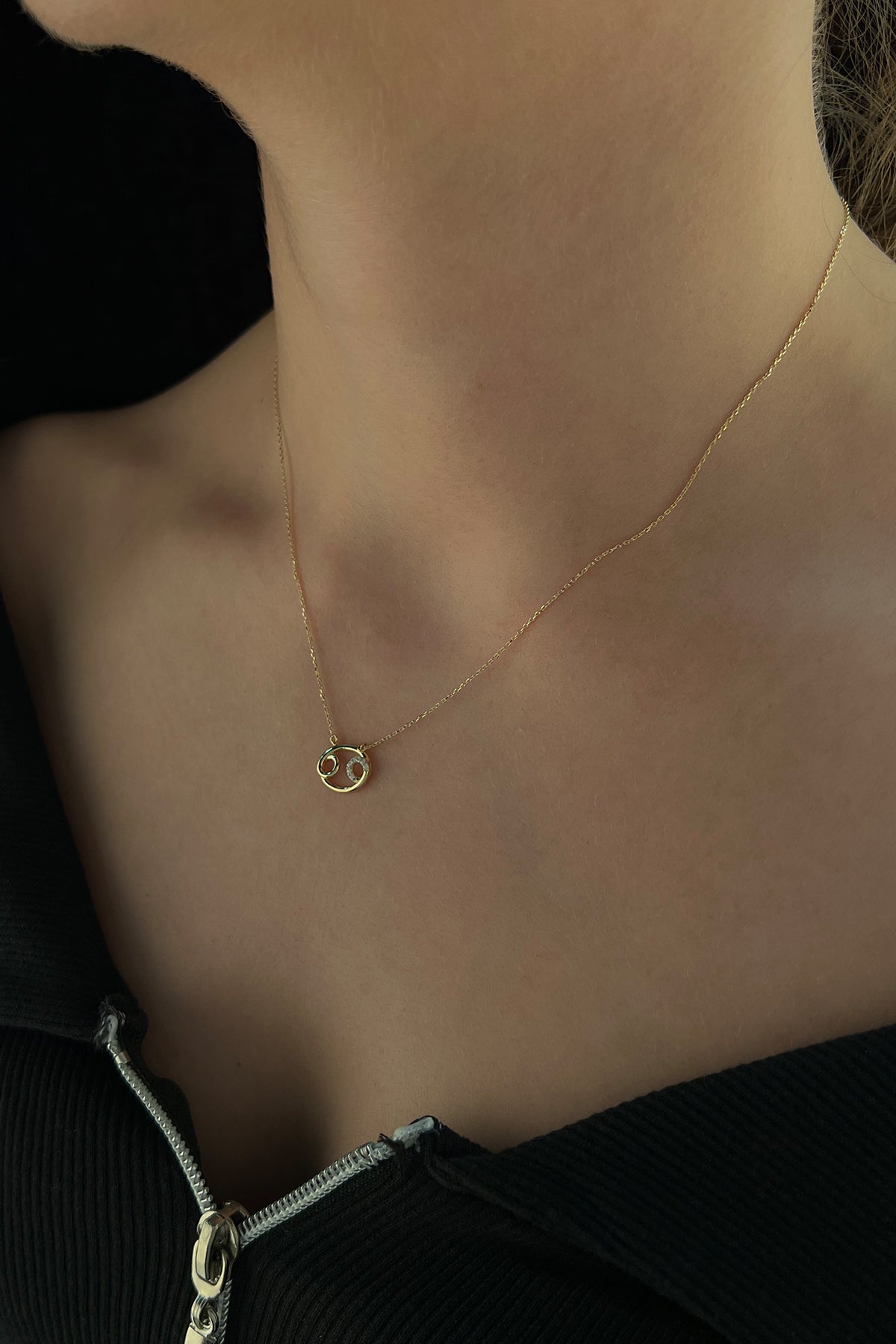 14K Gold Cancer Zodiac Sign Necklace