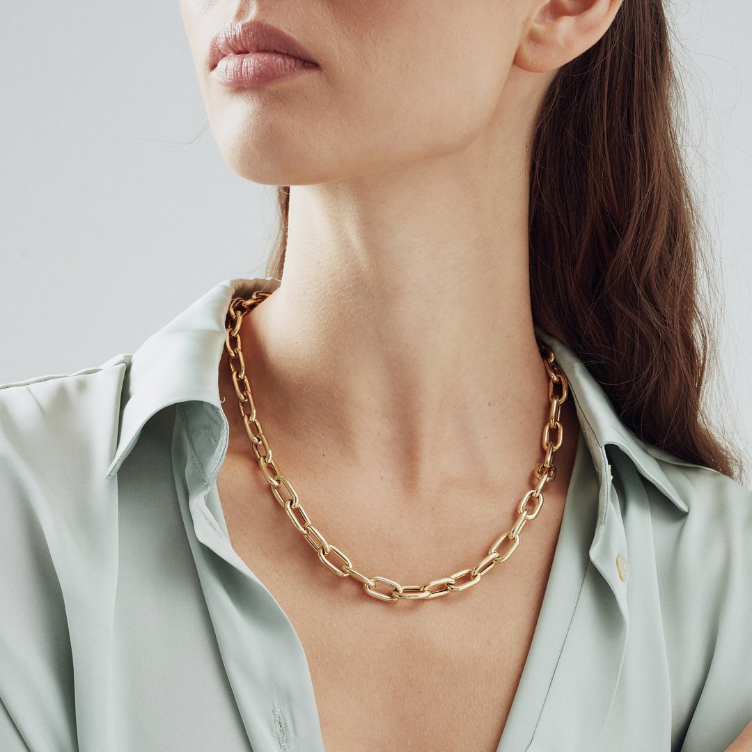 14K Gold Chnky Paperclip Chain