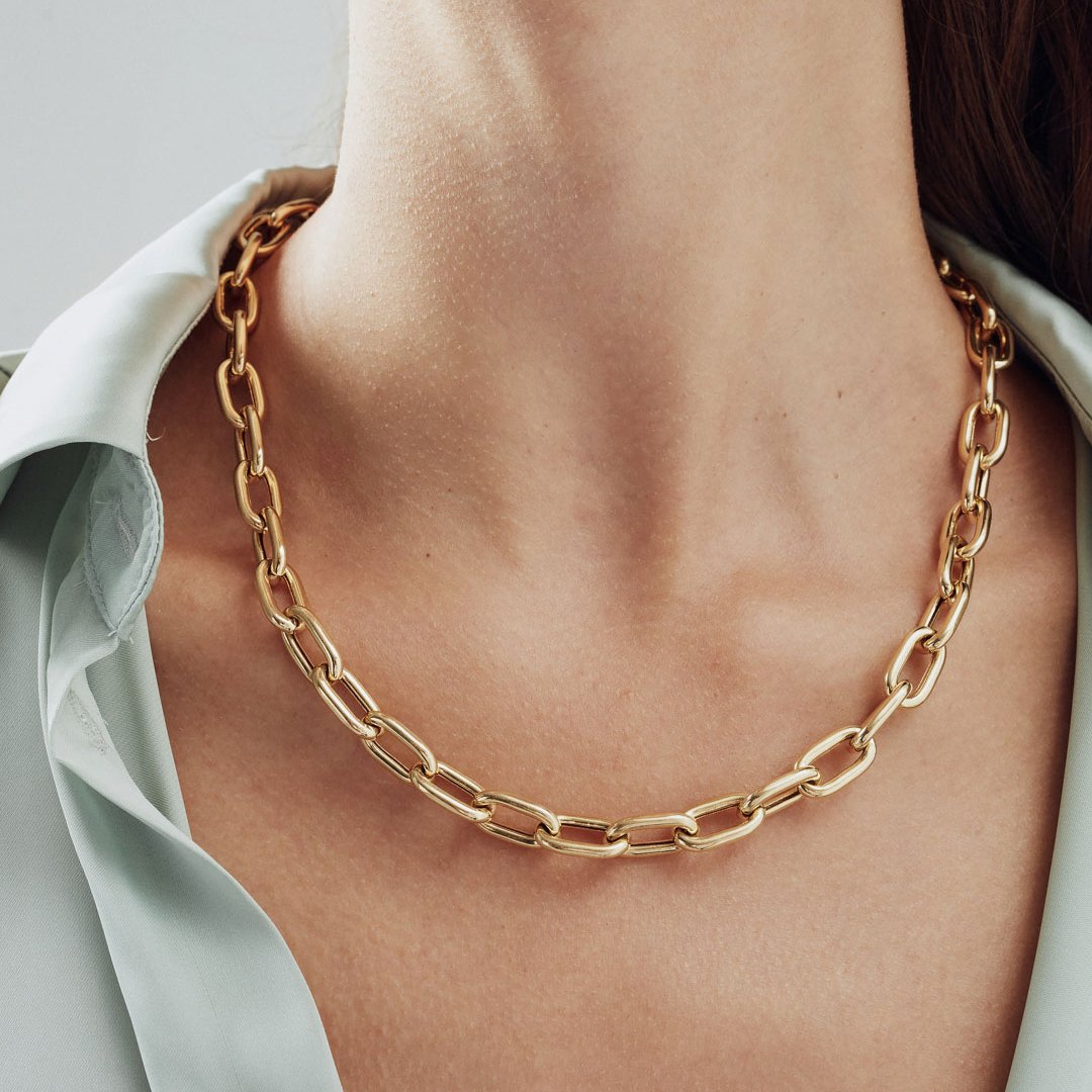 14K Gold Chnky Paperclip Chain