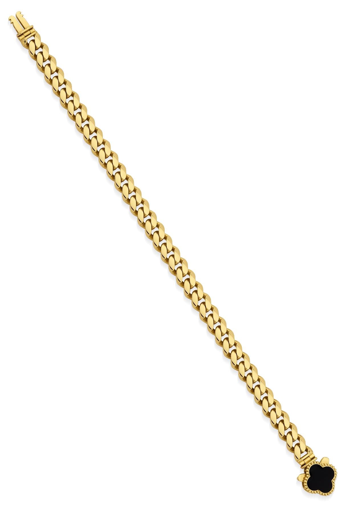 14K Gold Clover Cuban Link Bracelet