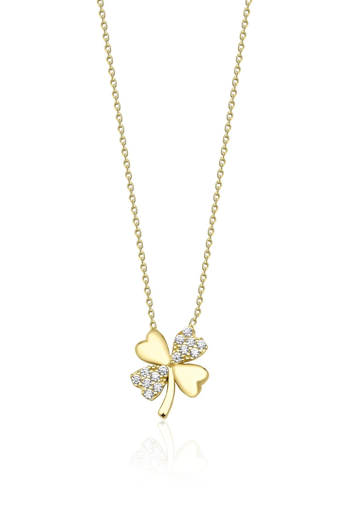 14K Gold Clover Necklace