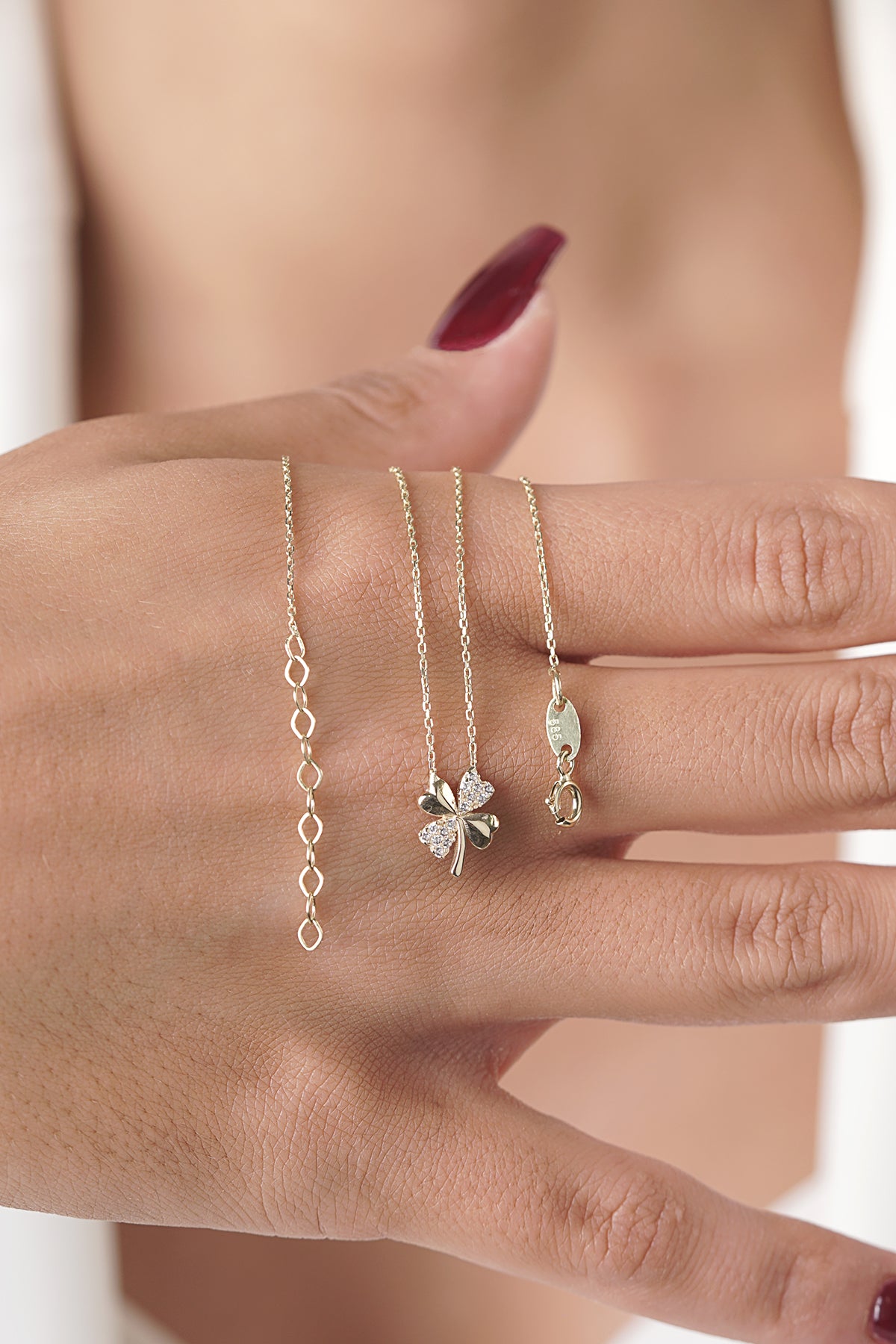 14K Gold Clover Necklace