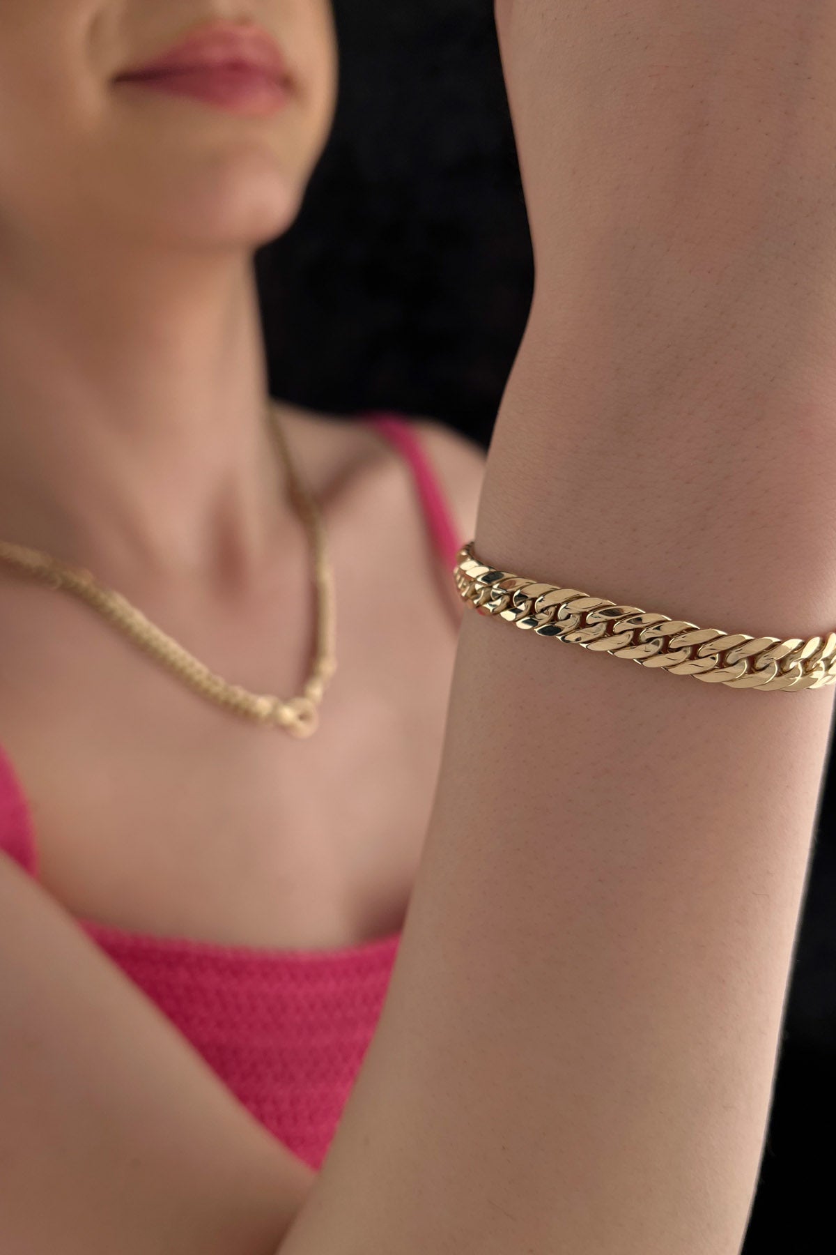 14K Gold Cuban Link Chain Set