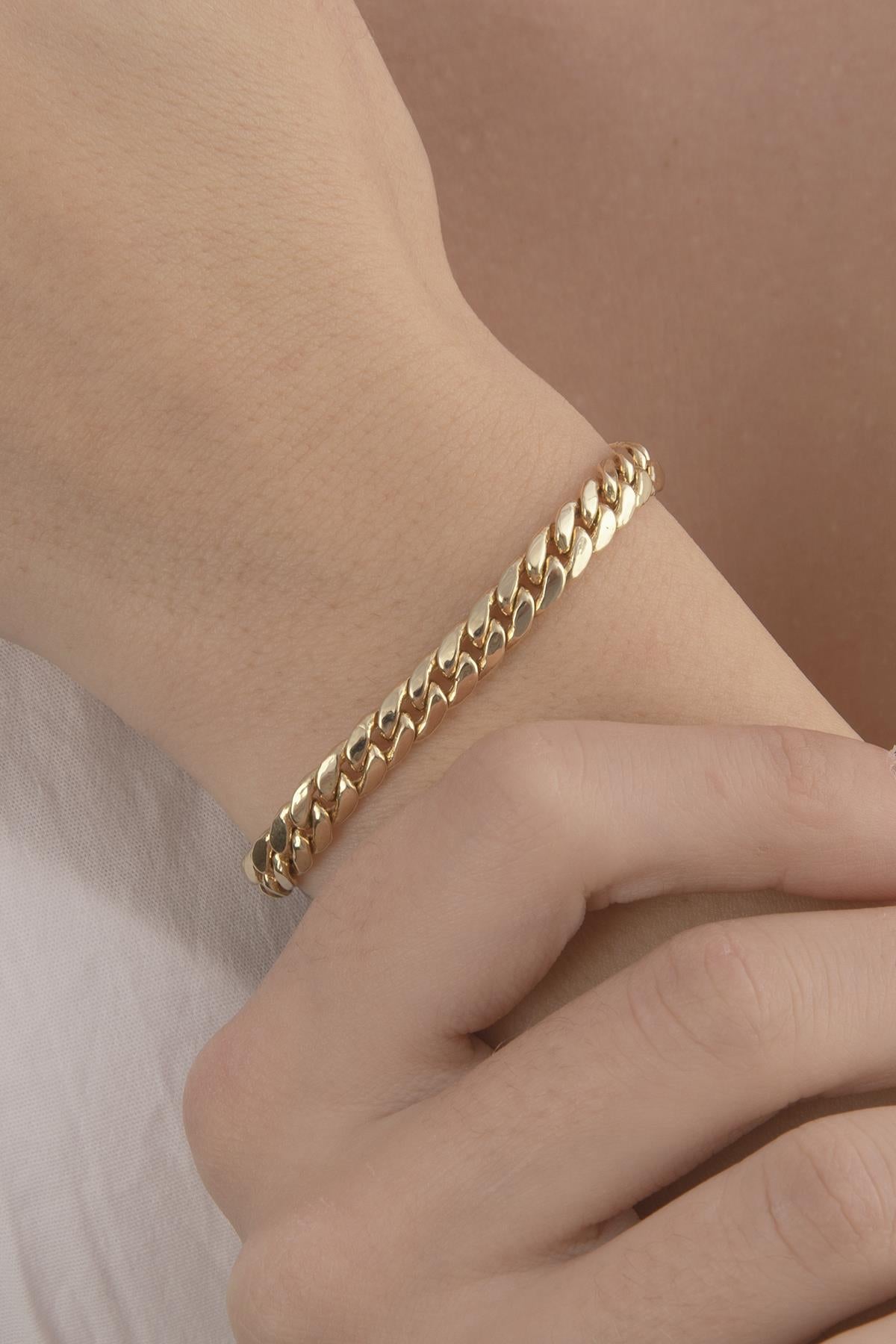 14K Gold Cuban Sailor Clasp Bracelet