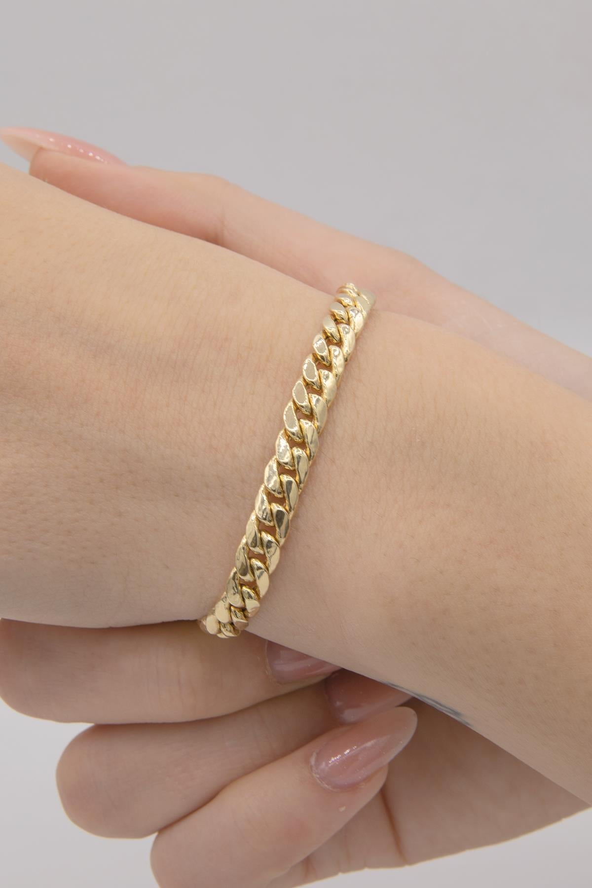 14K Gold Cuban Sailor Clasp Bracelet