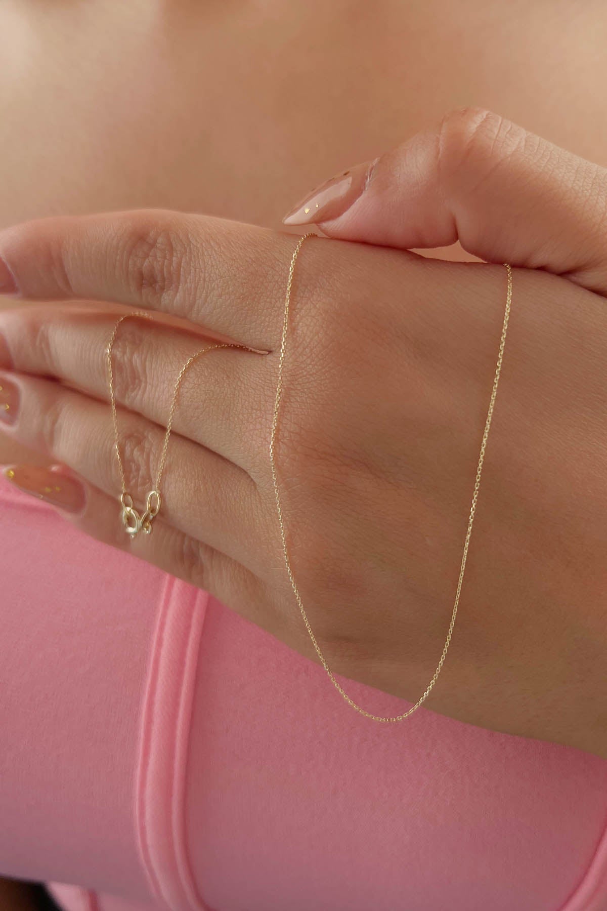 14K Gold Cut Solid Anchor Chain 0.027 inch
