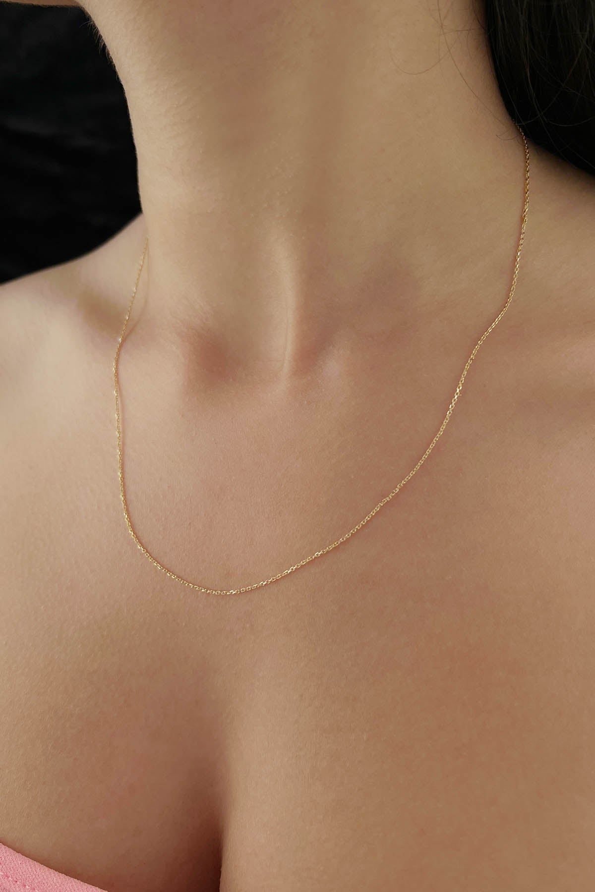 14K Gold Cut Solid Anchor Chain 0.039 inch