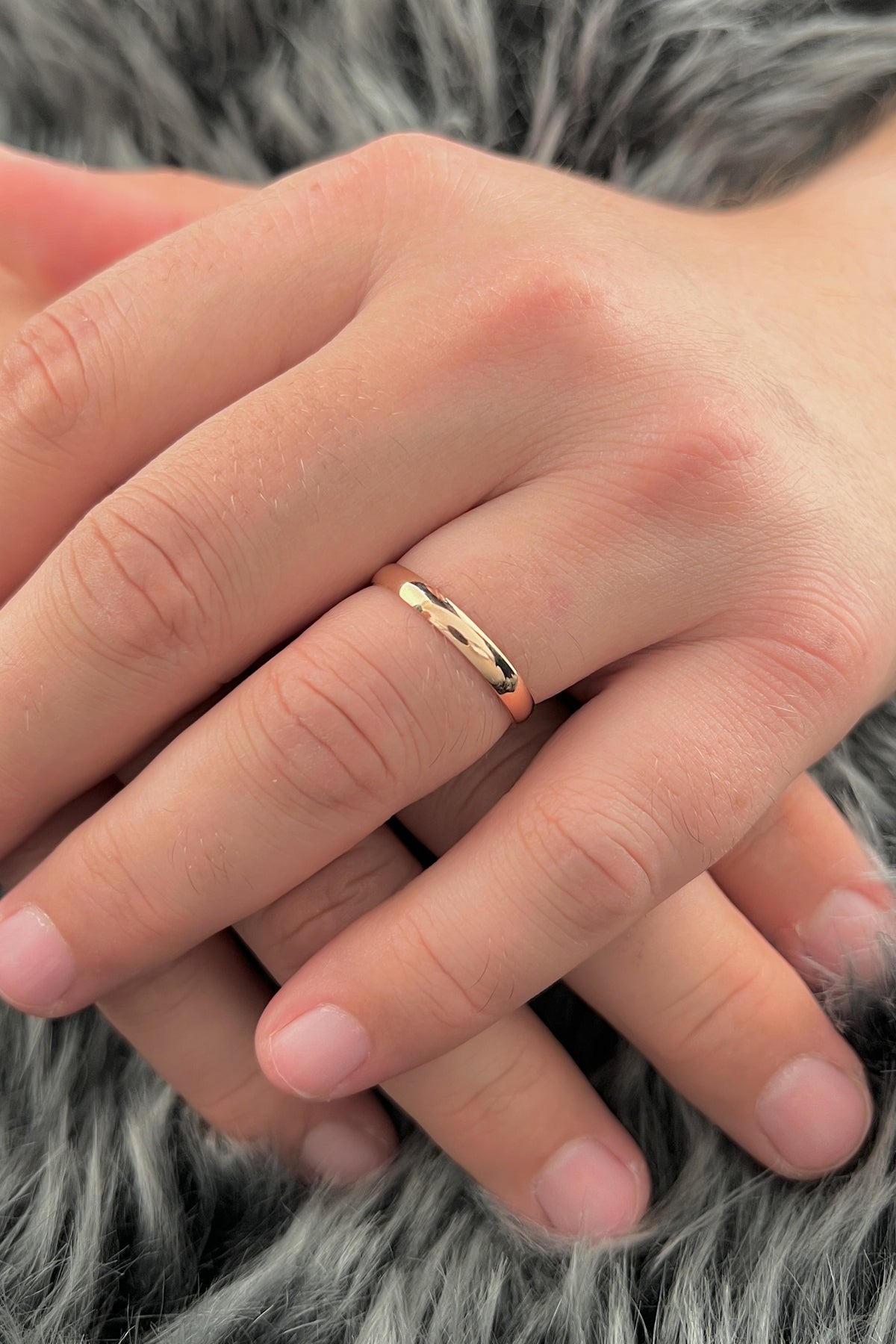 14K Gold D Shape Man Wedding Ring 0.118 inch