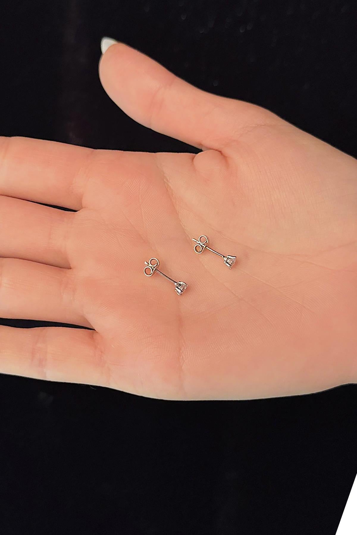 14K Gold Dainty Stud Earrings