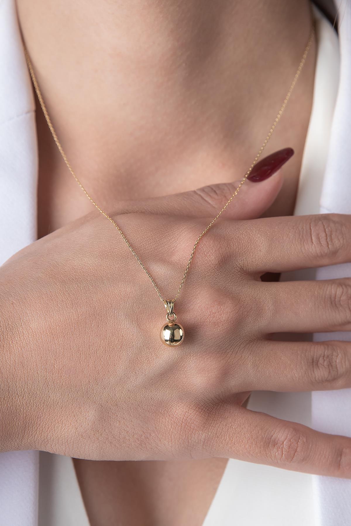 14K Gold Dangling Ball Necklace