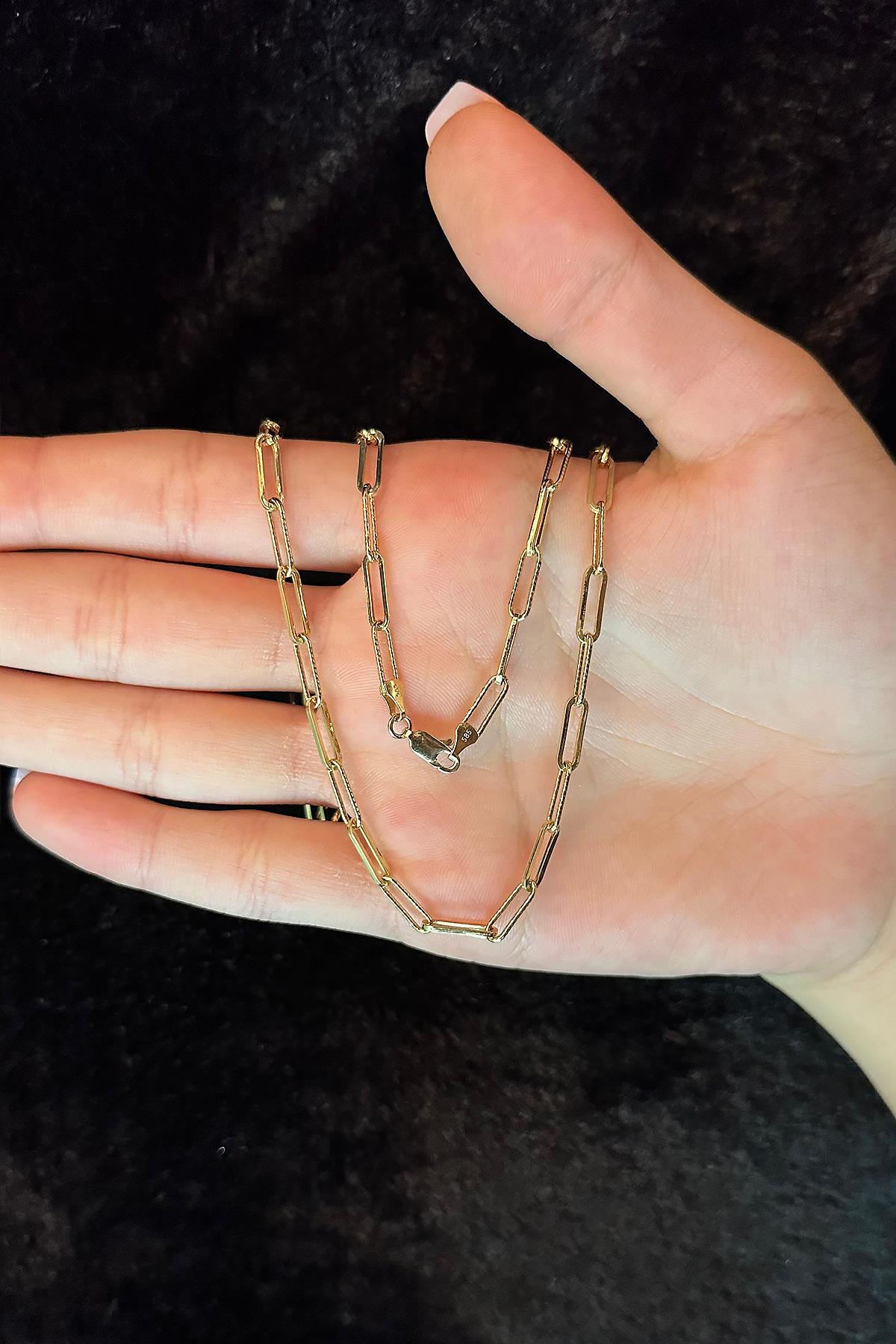 14K Gold Diamond Cut Paperclip Chain 0.149 inch