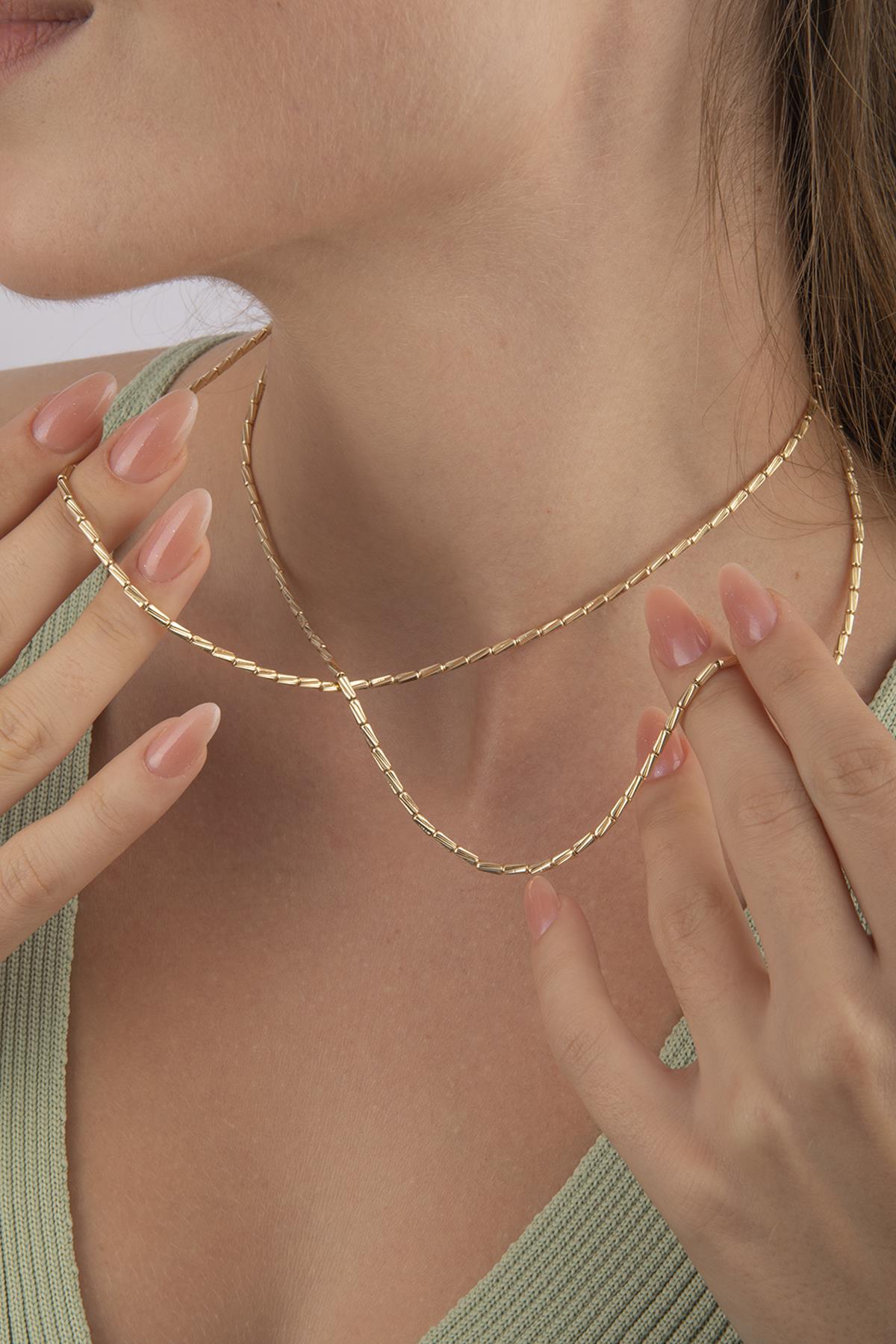 14K Gold Double Layer Lumina Bars Chain