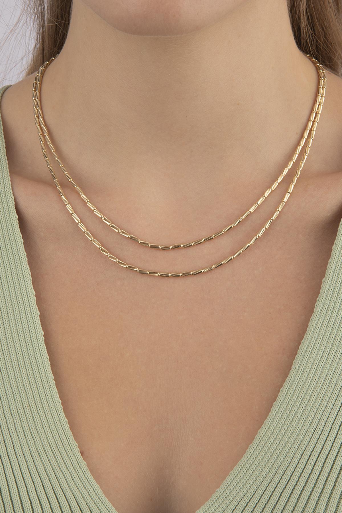 14K Gold Double Layer Lumina Bars Chain