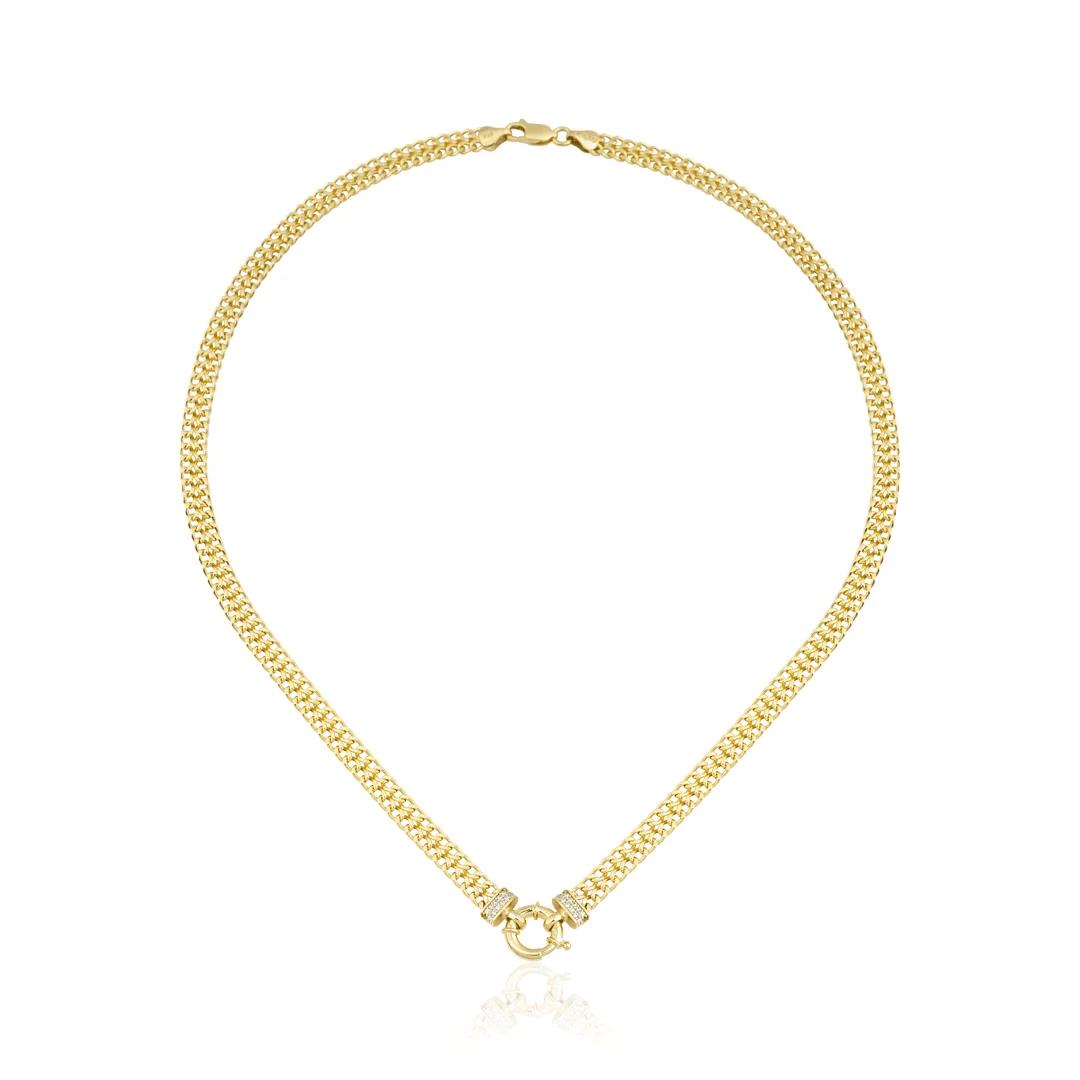 14K Gold Double Row Bevelled Cuban Chain