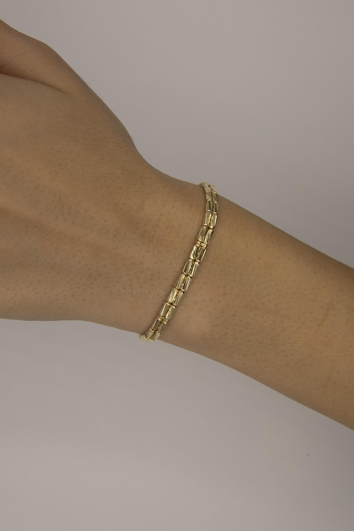 14K Gold Double Row Roller Chain Bracelet