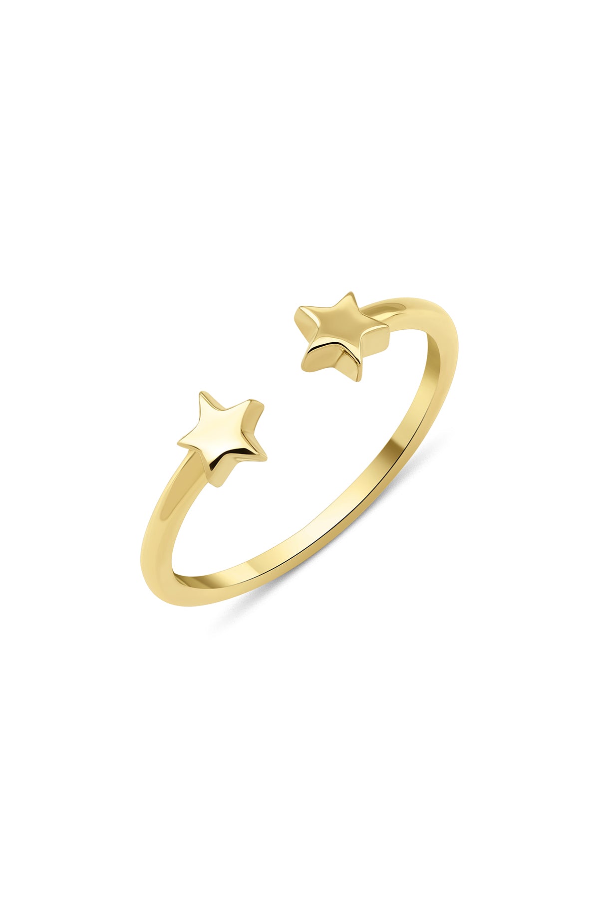 14K Gold Double Star Shaped Ring