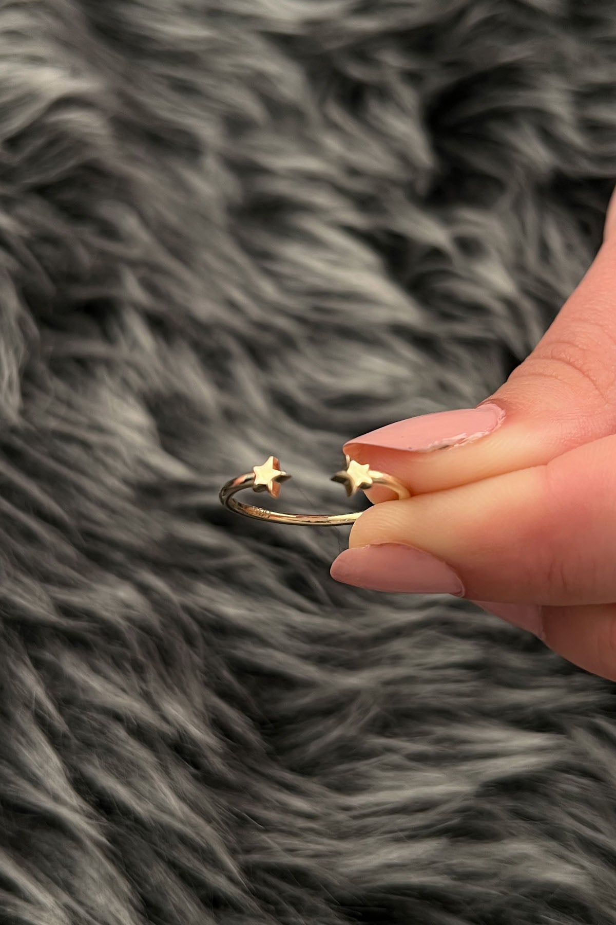14K Gold Double Star Shaped Ring