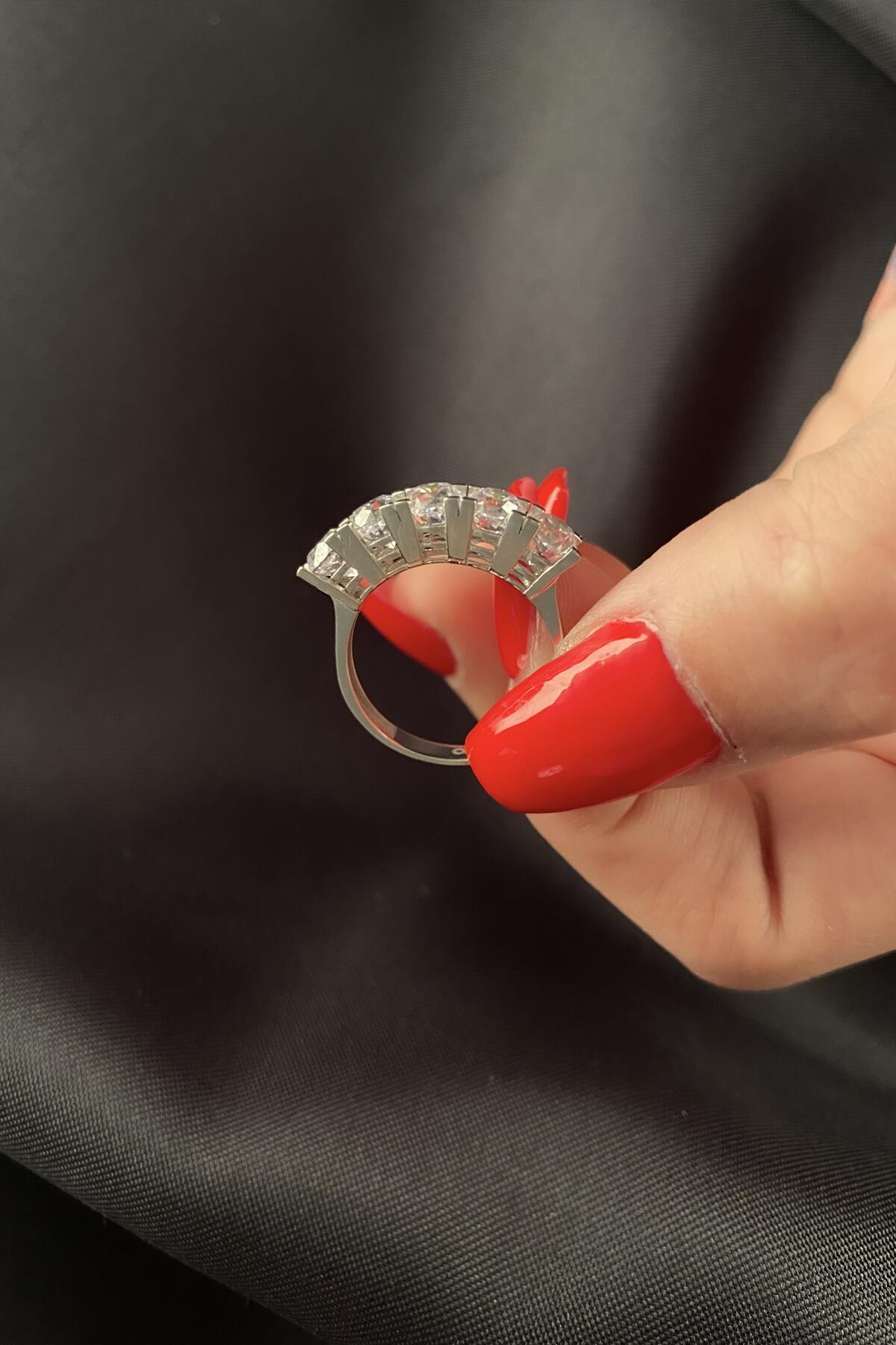 14K Gold Eternity 5 Stone Ring 5