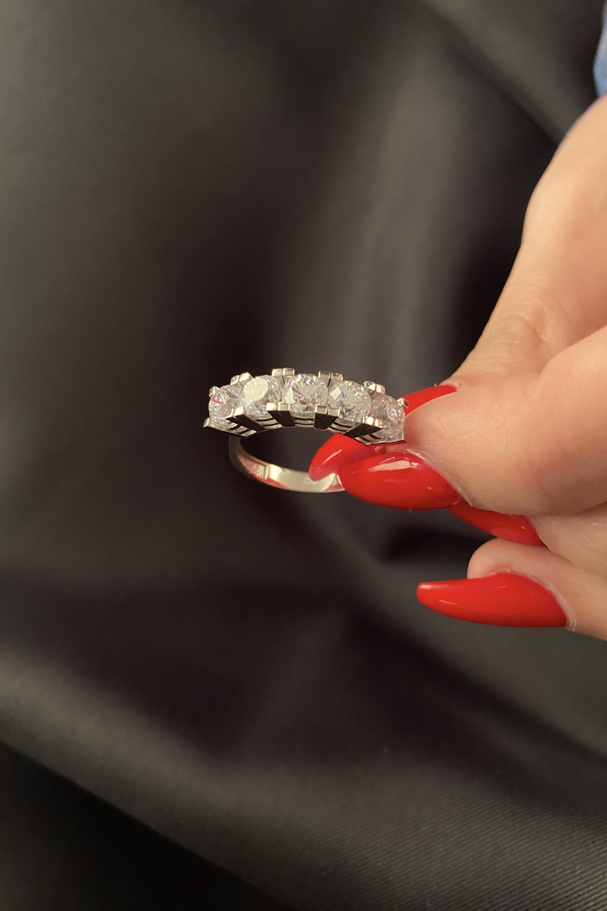 14K Gold Eternity 5 Stone Ring 5