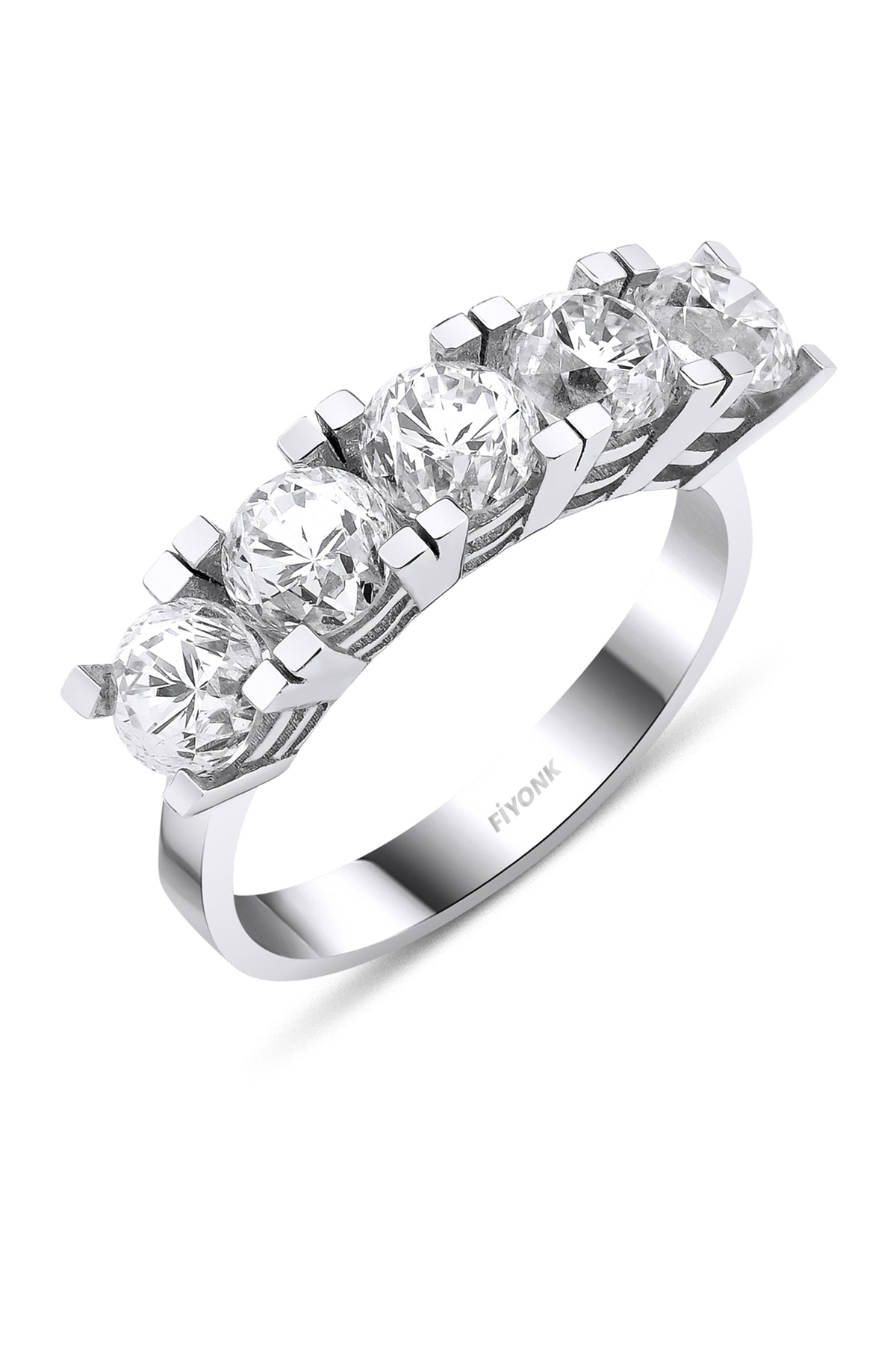 14K Gold Eternity 5 Stone Ring 5