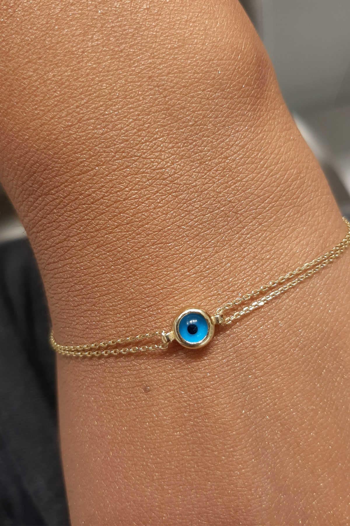 14K Gold Evil Eye Bracelet