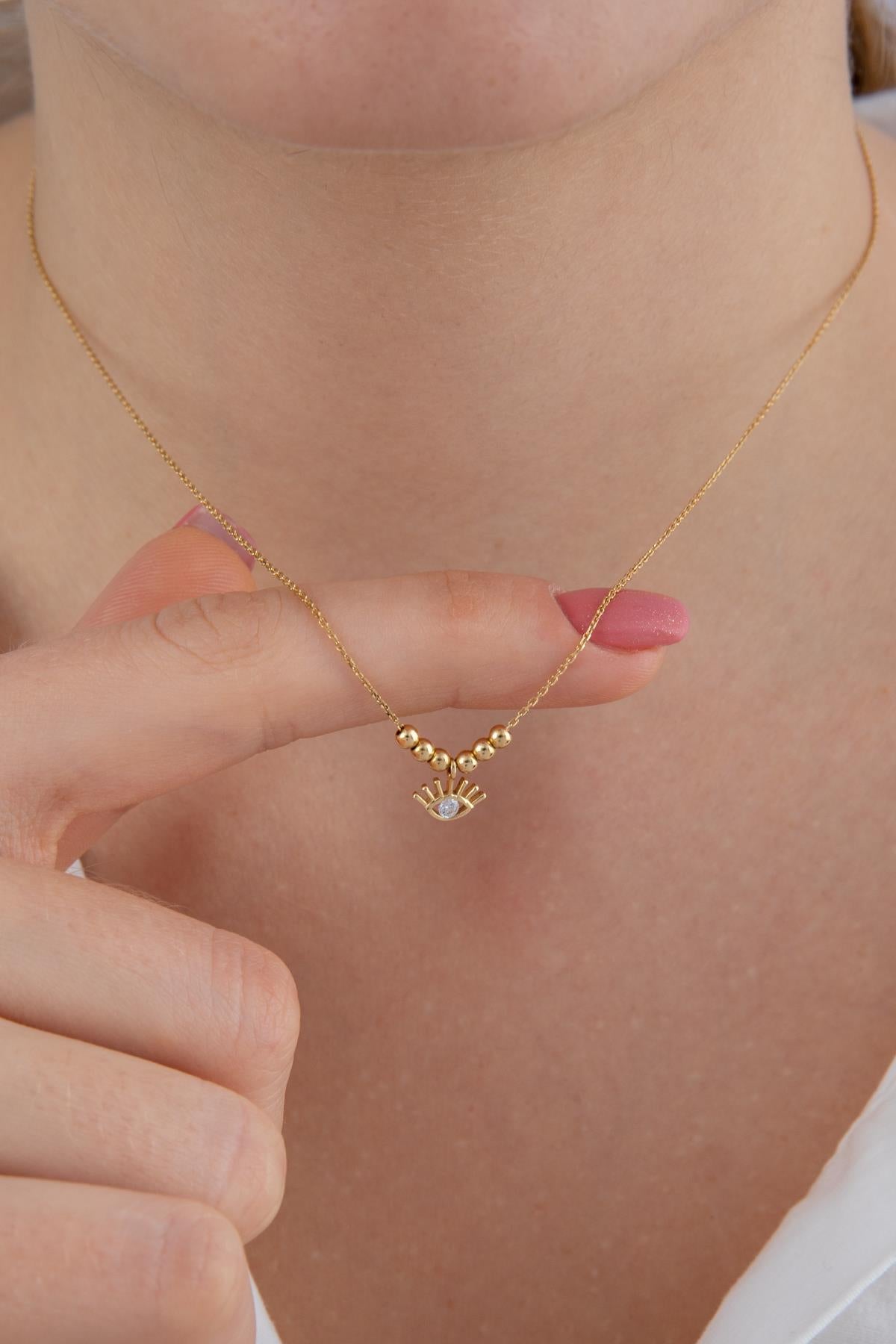 14K Gold Evil Eye Necklace