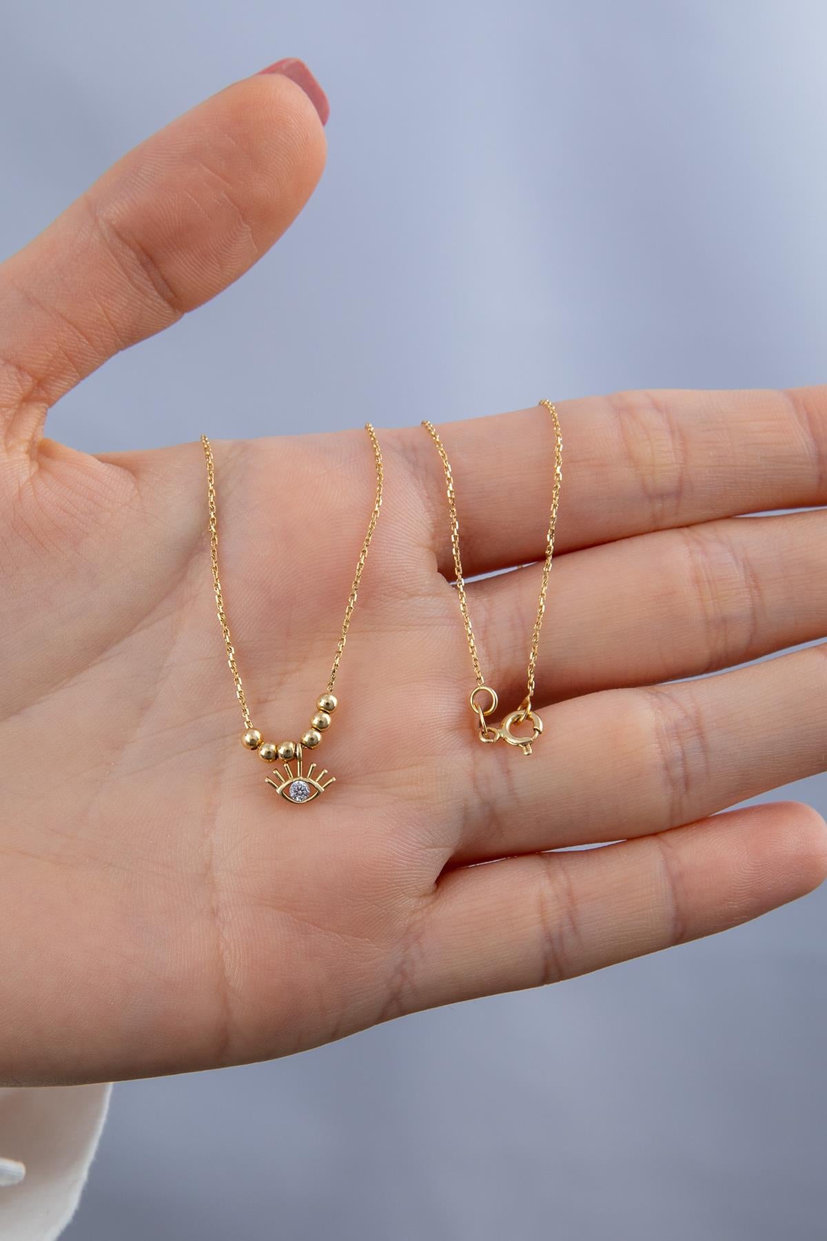 14K Gold Evil Eye Necklace