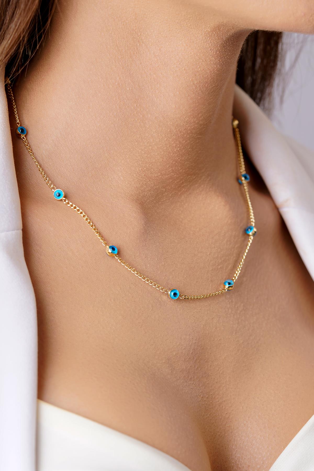 14K Gold Evil Eye on Cuban Chain Set