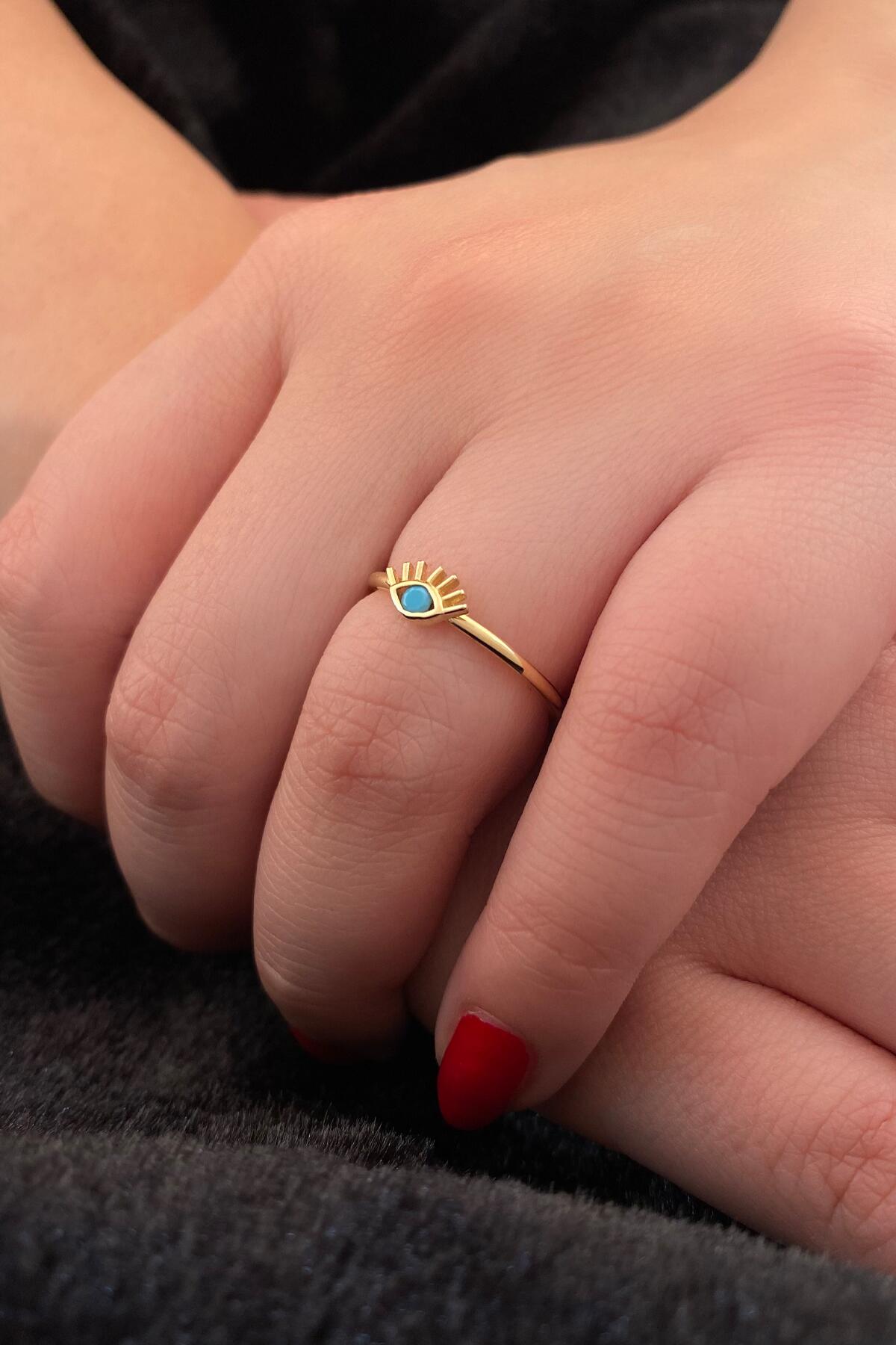 14K Gold Evil Eye Ring
