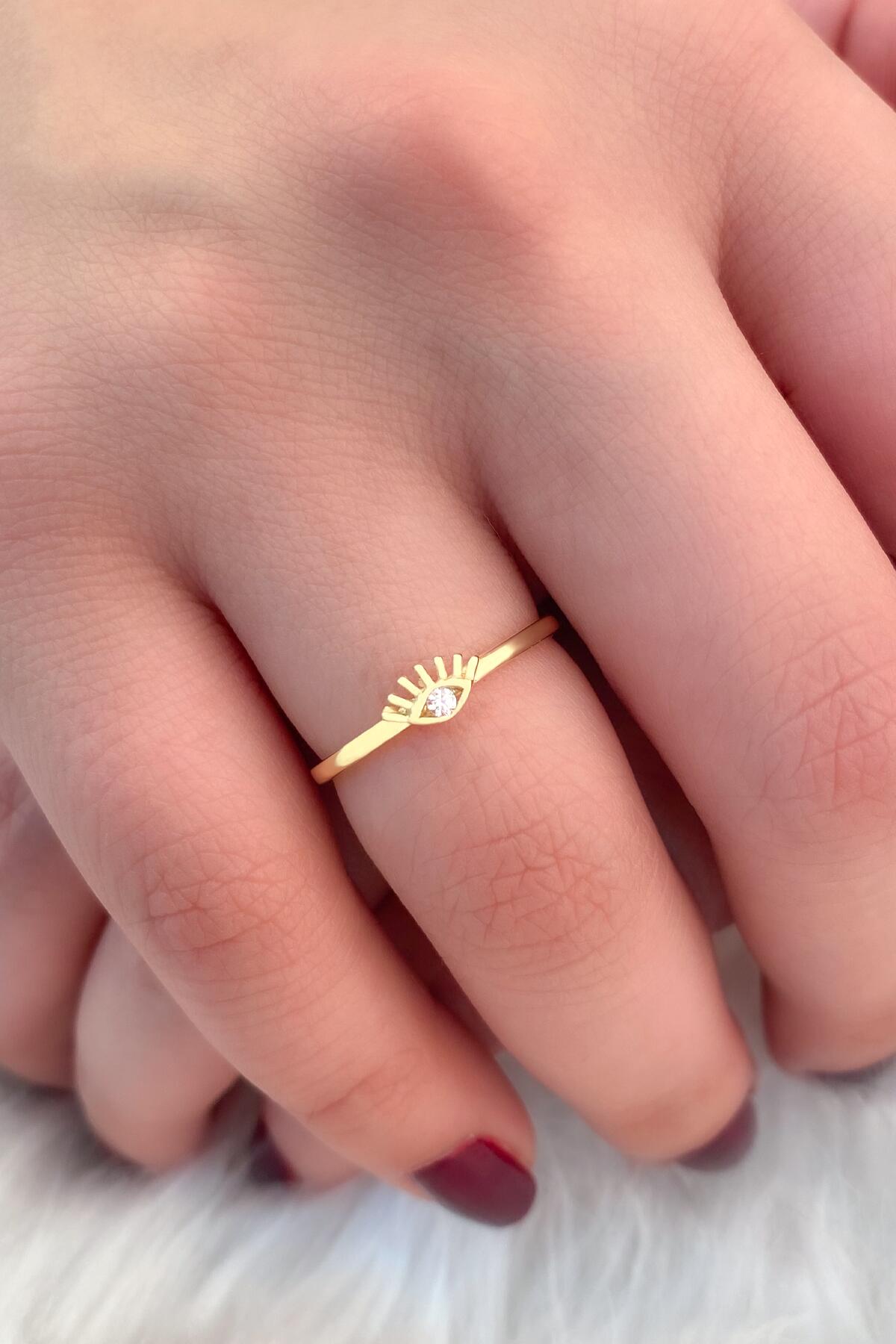 14K Gold Evil Eye Ring