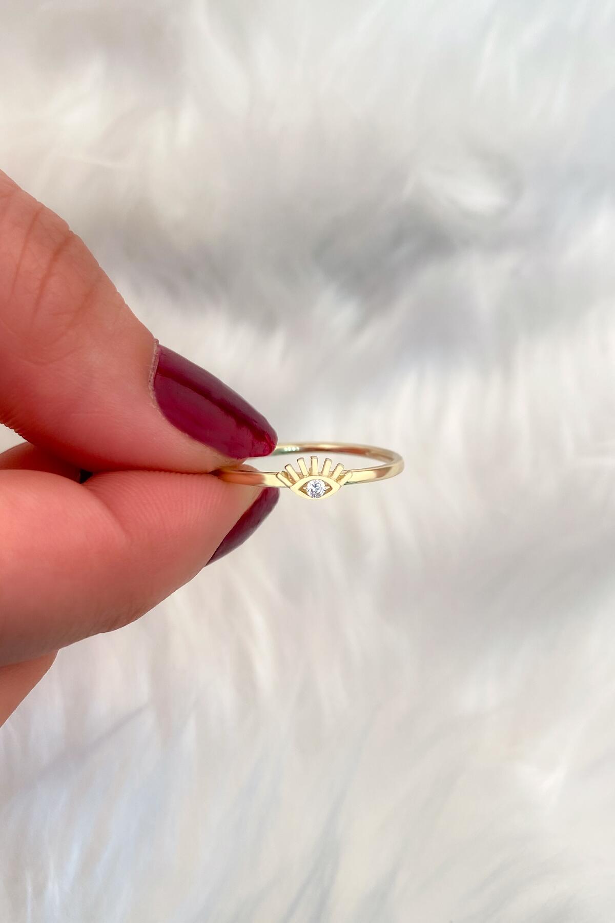 14K Gold Evil Eye Ring