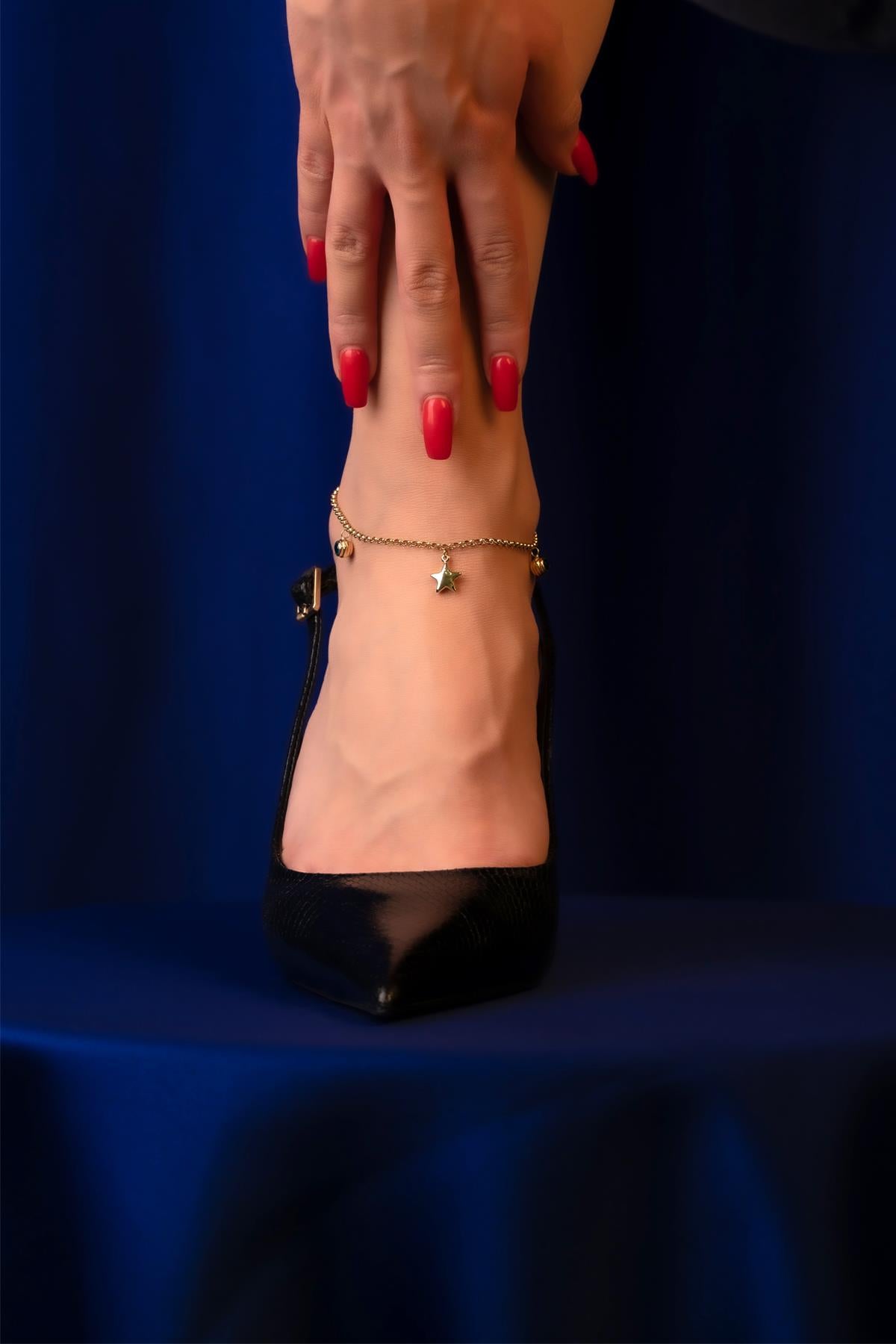 14K Gold Evil Eye Star Anklet