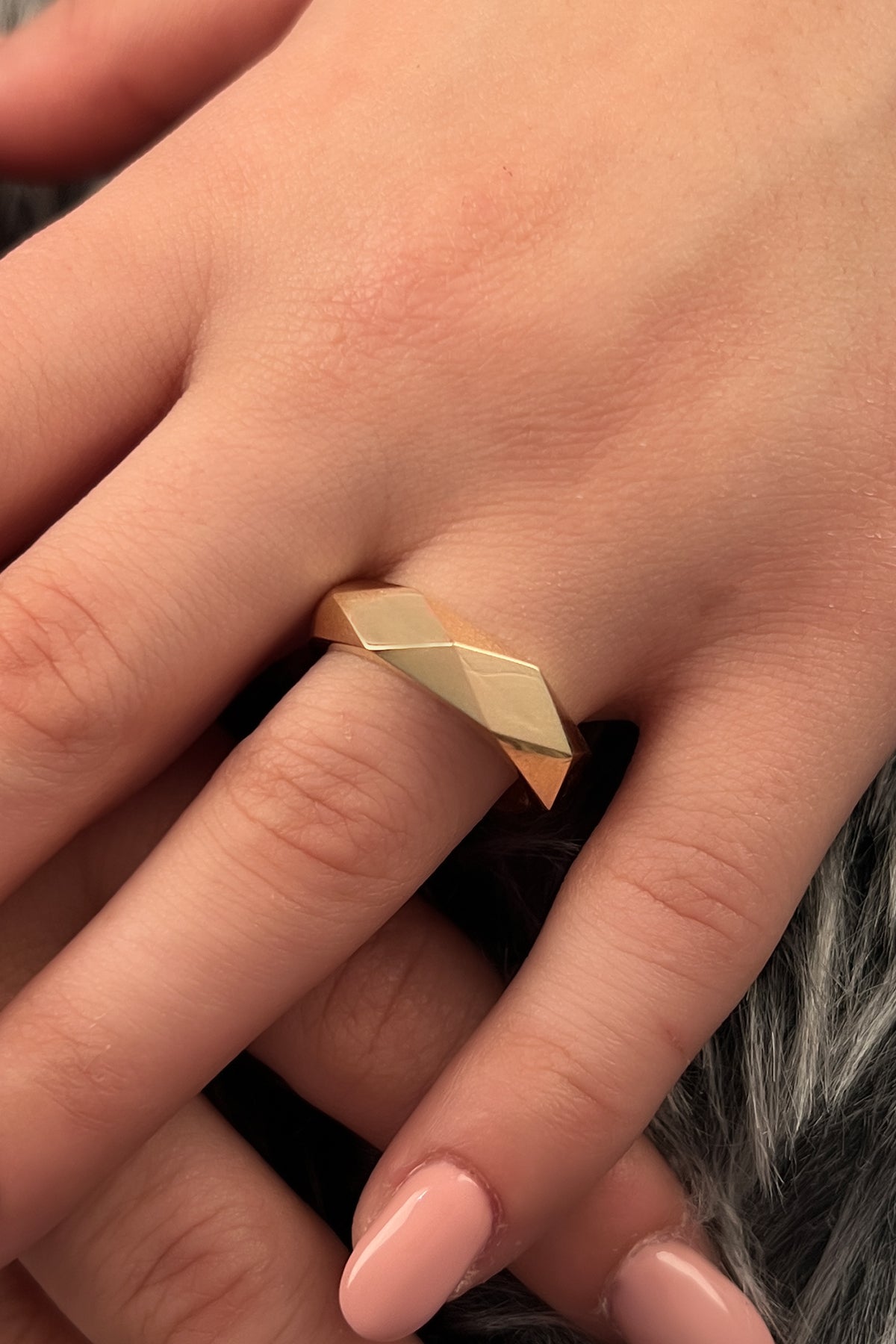 14K Gold Faceted Ring